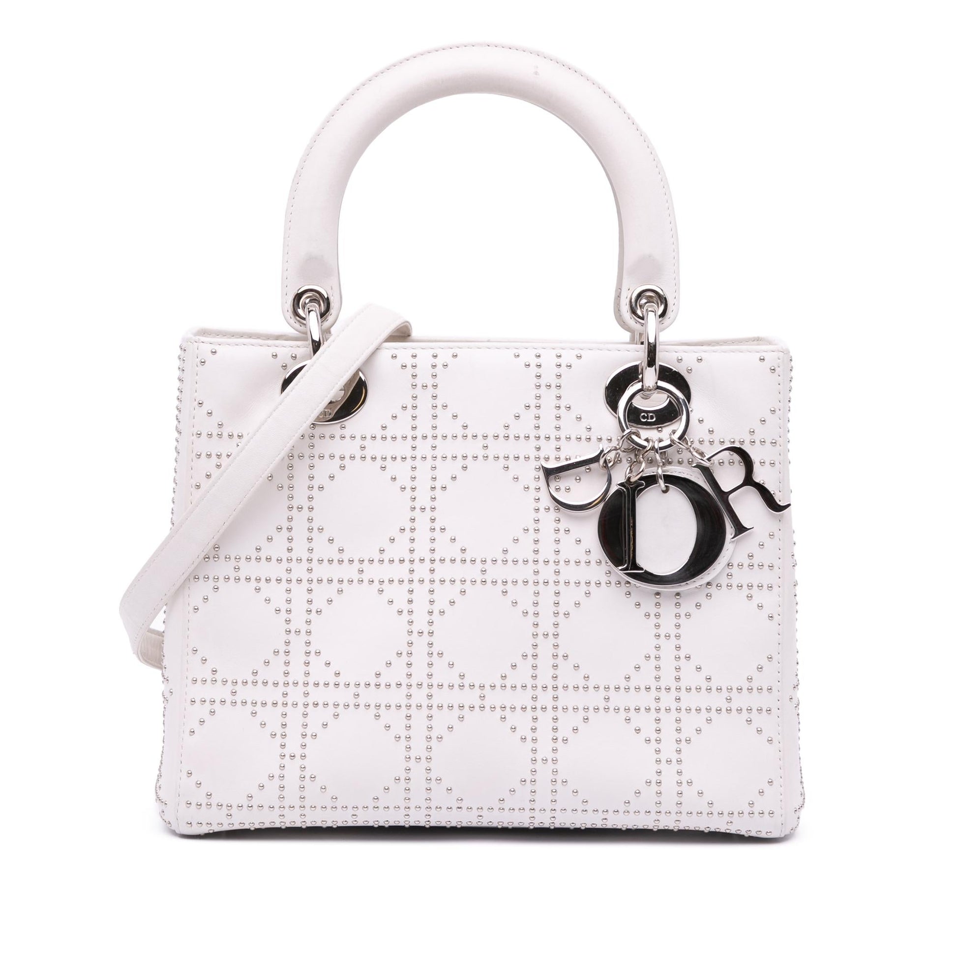 Dior Cannage Studded Lady Satchel Bag Lambskin Medium