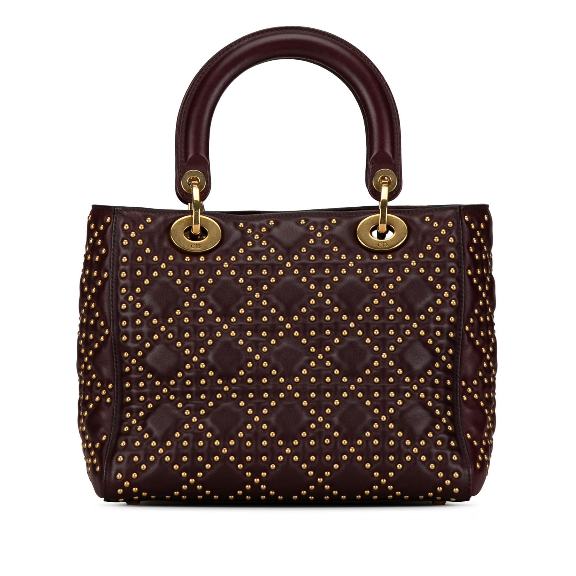 Dior Cannage Studded Supple Lady Shg Dsgsrk Satchel Bag Lambskin Medium
