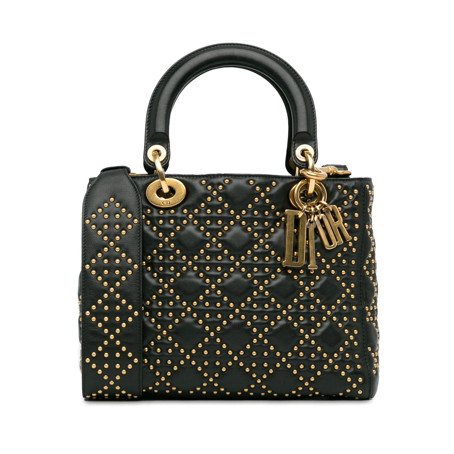 Dior Cannage Studded Supple Lady Shg 7Ohnyd Satchel Bag Lambskin Medium