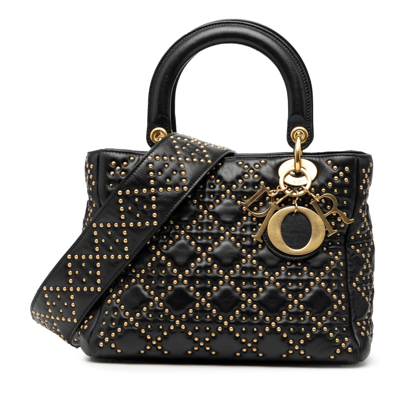 Dior Cannage Studded Supple Lady Satchel Bag Lambskin Medium Lady Dior 1