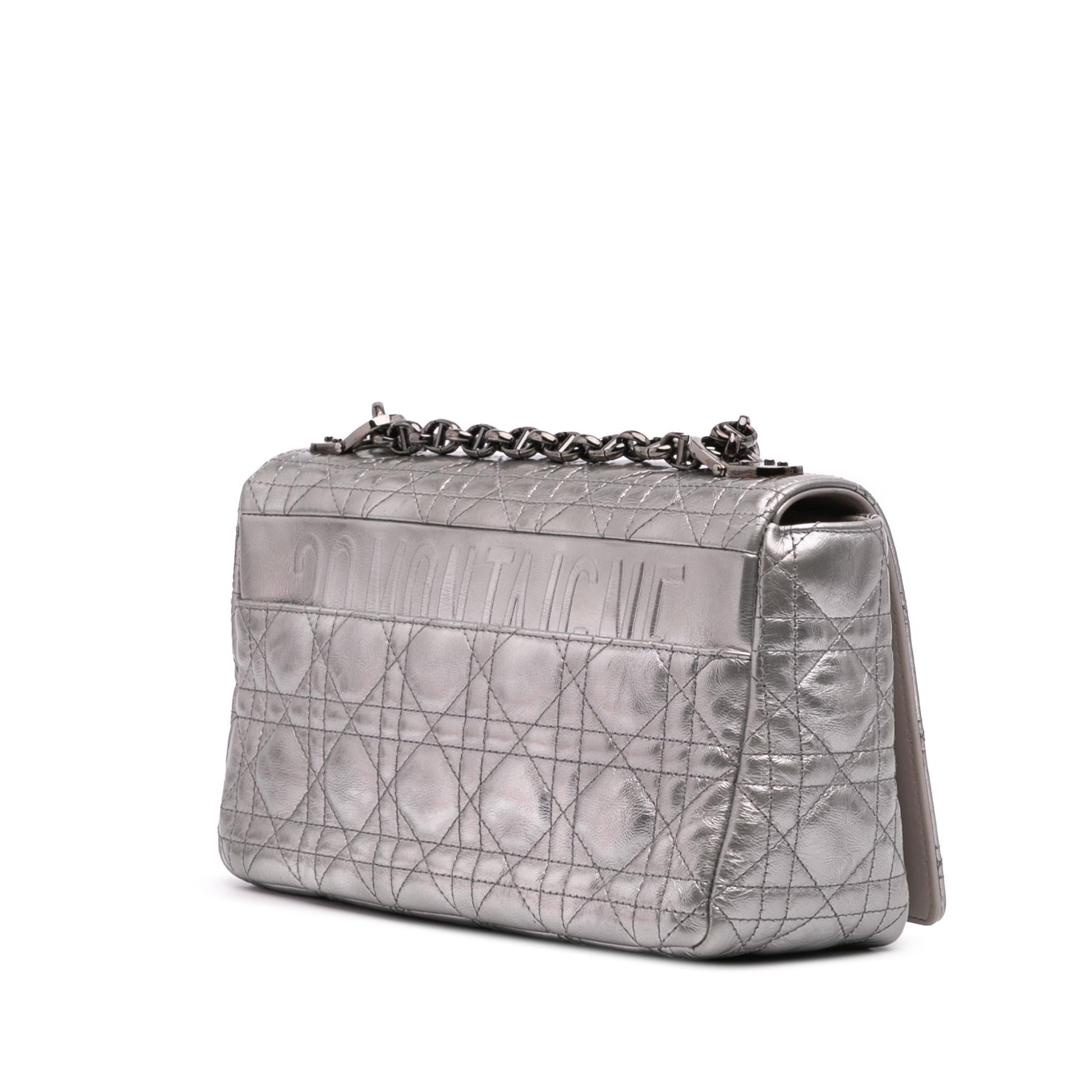 Dior Metallic Calfskin Cannage Supple Caro Bag Medium Crossbody Bag