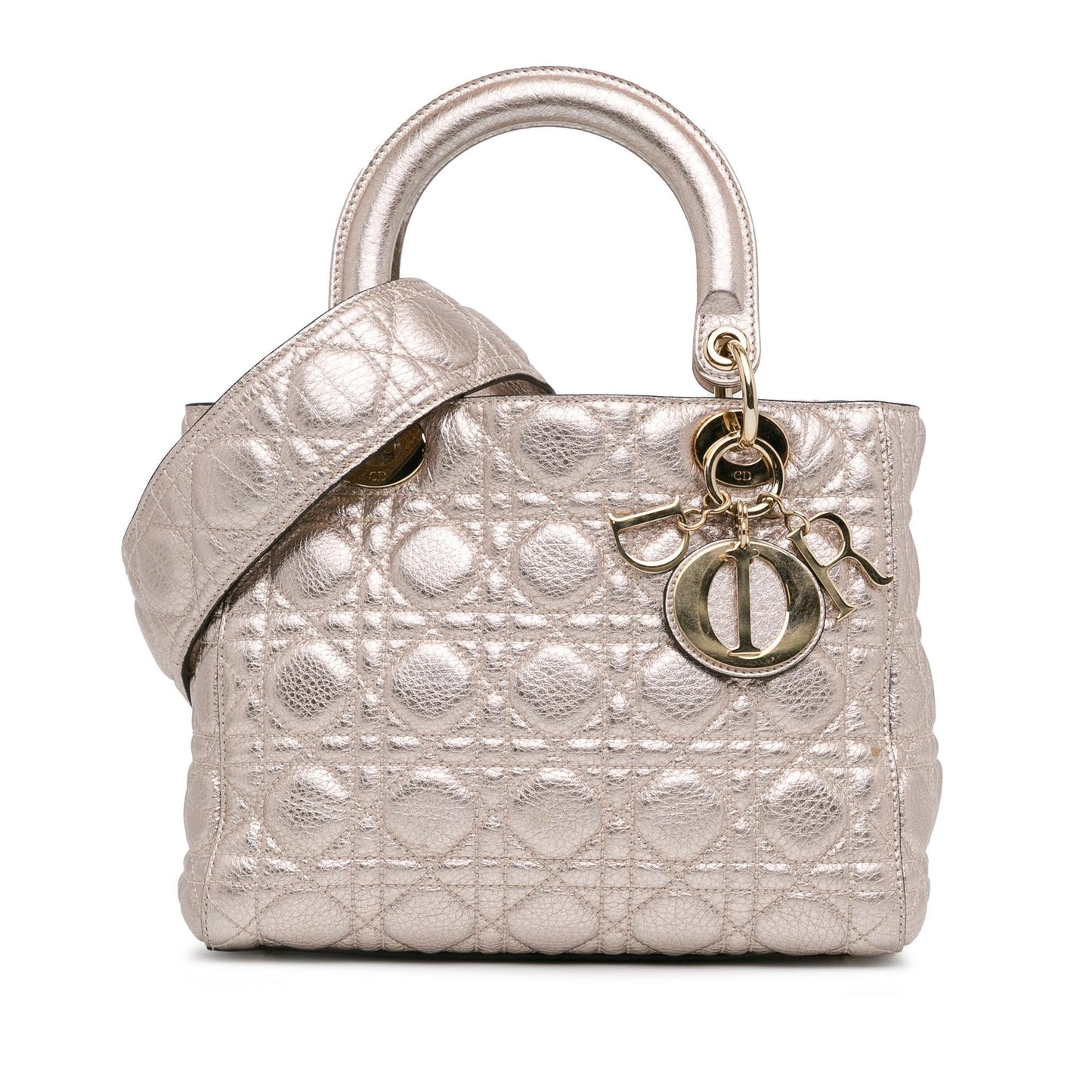 Dior Metallic Calfskin Cannage Supple Lady Shg Fo005E Satchel Medium Satchel Bag