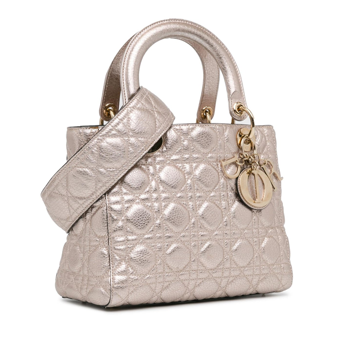 Dior Metallic Calfskin Cannage Supple Lady Shg Fo005E Satchel Medium Satchel Bag