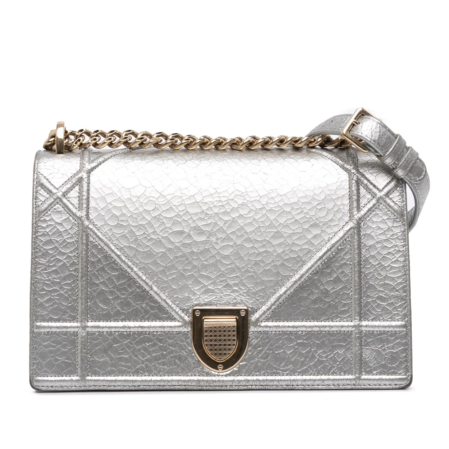 Dior Metallic Ceramic Effect Deerskin ama Crossbody Bag Medium Flap