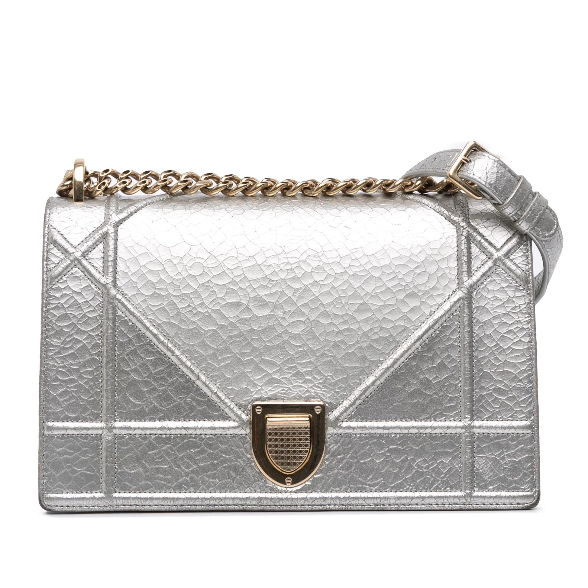 Dior Metallic Ceramic Effect Deerskin ama Crossbody Bag Medium Flap