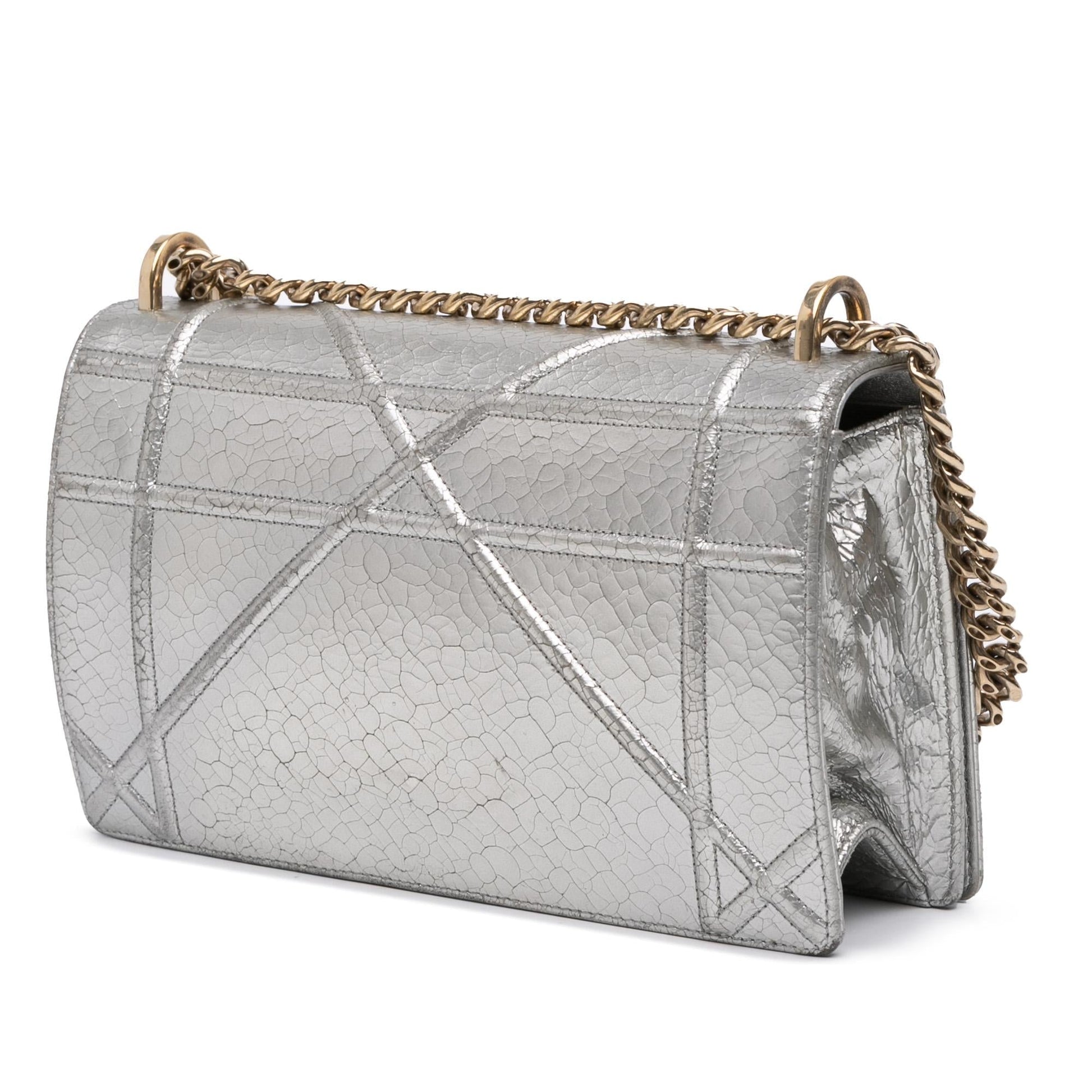 Dior Metallic Ceramic Effect Deerskin ama Crossbody Bag Medium Flap