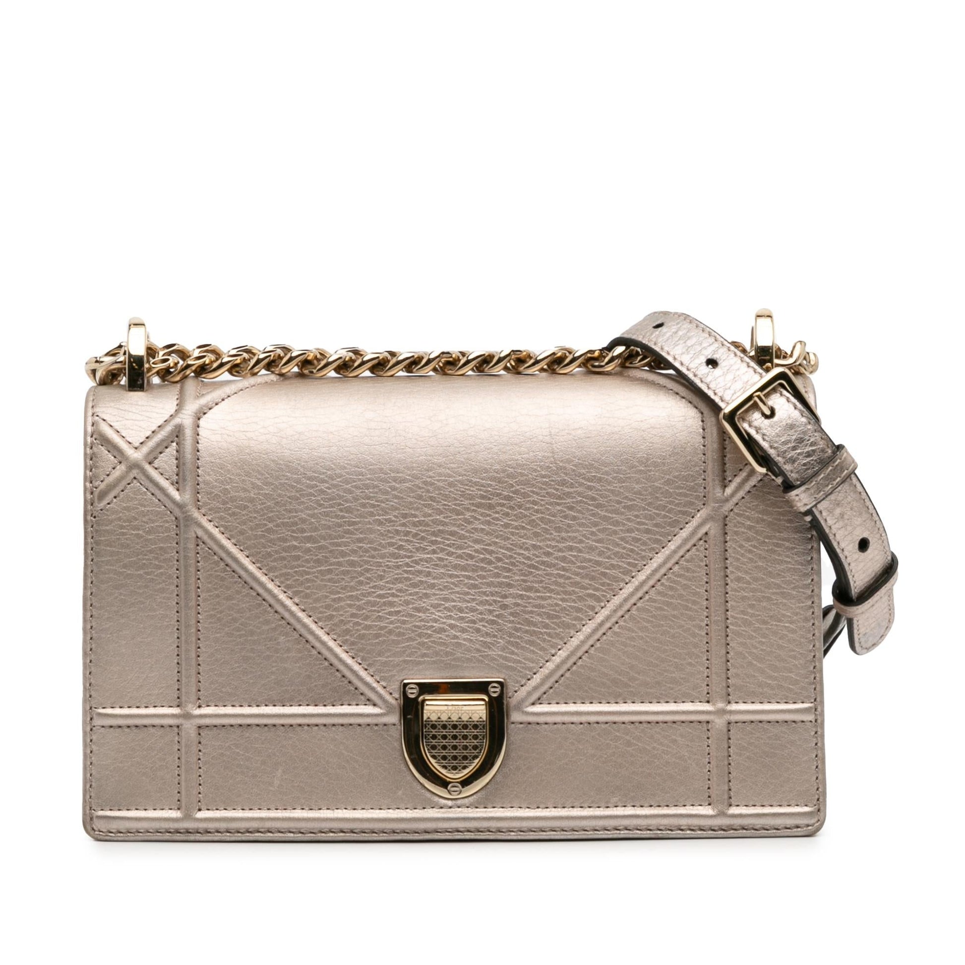 Dior Metallic Grained Calfskin ama Crossbody Bag Medium Flap