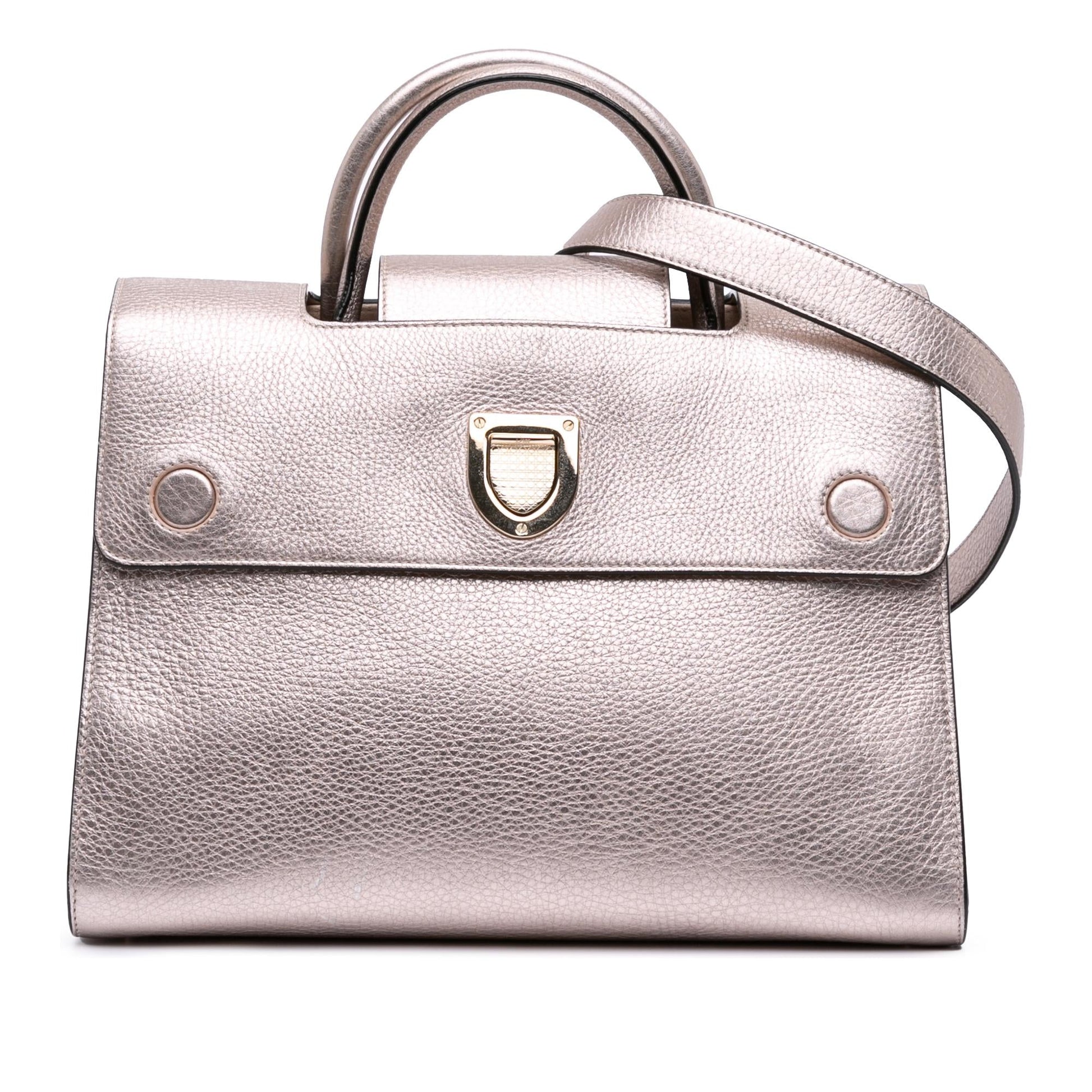 Dior Metallic Grained Calfskin ever Satchel Medium Satchel Bag