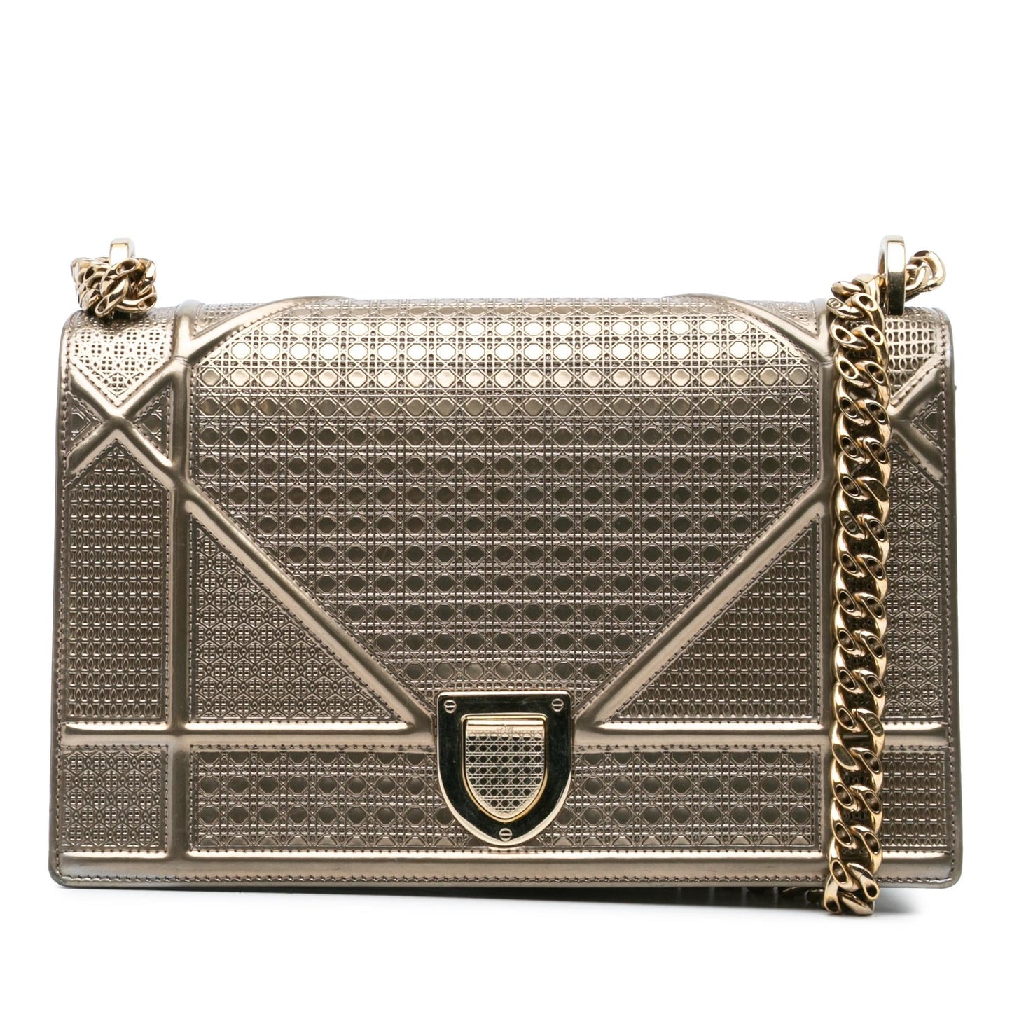 Dior Metallic Microcannage ama Crossbody Bag Patent Medium Flap