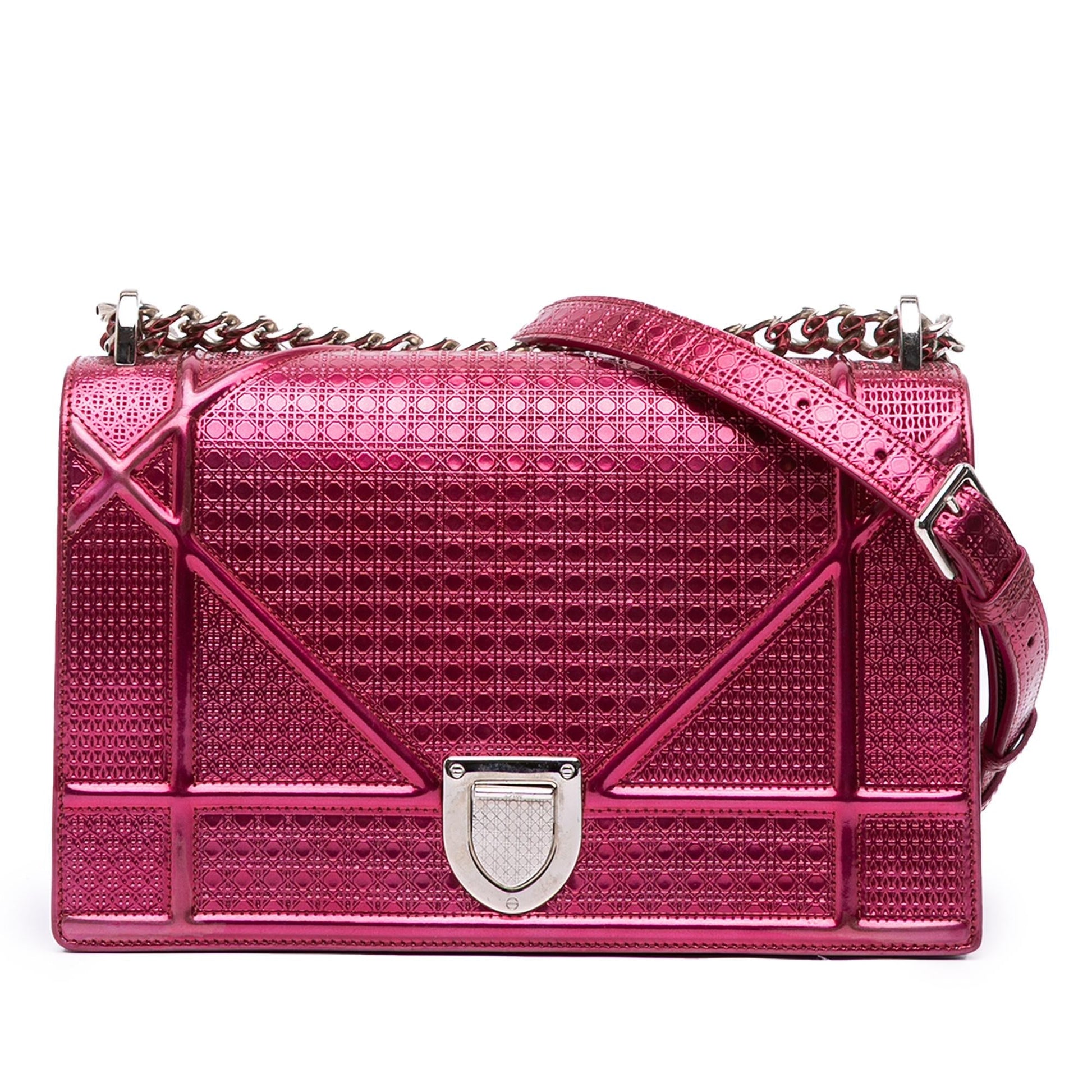 Dior Metallic Microcannage ama Crossbody Bag Patent Medium Flap Diorama Flap 1