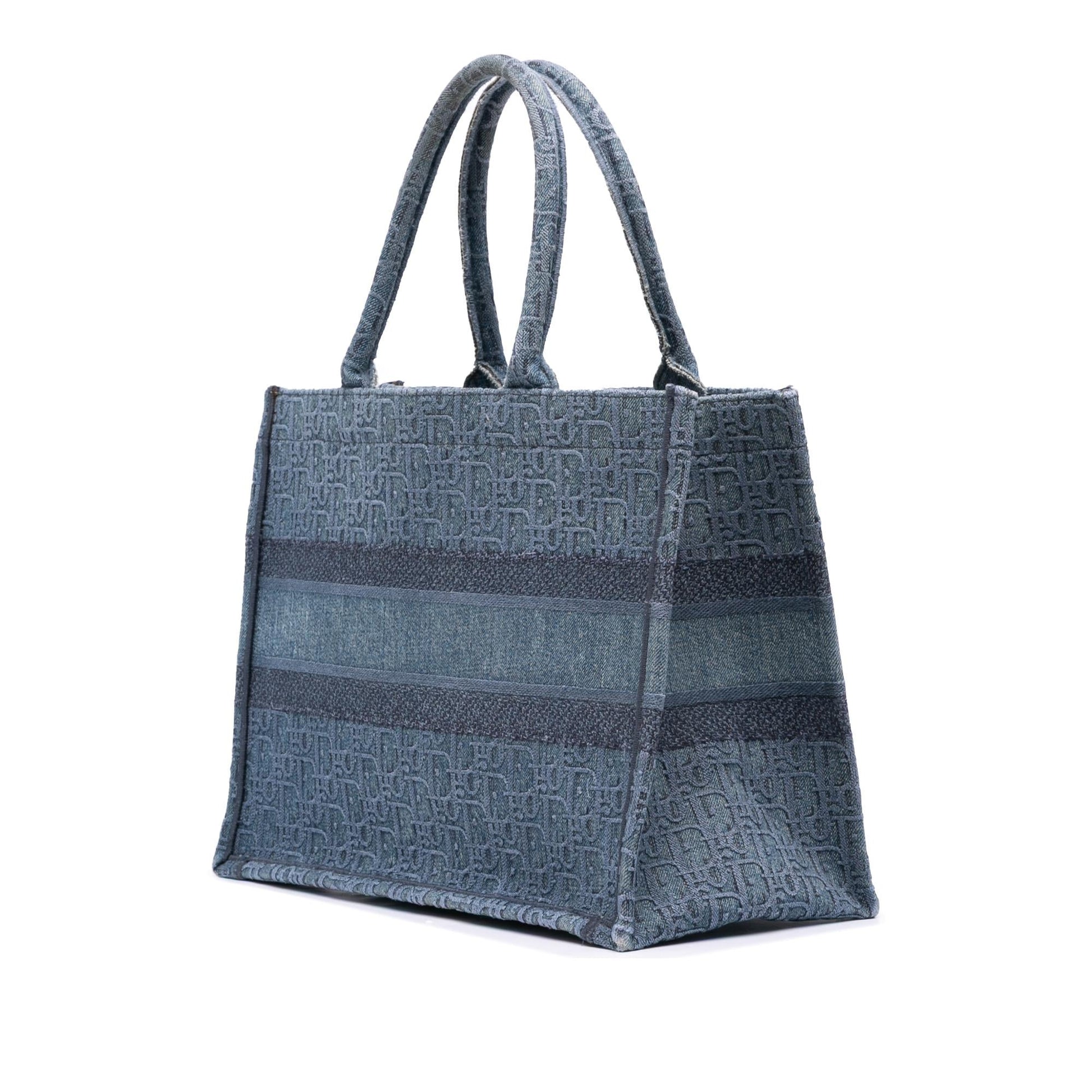 Dior Oblique Book Tote Denim Medium Tote Bag
