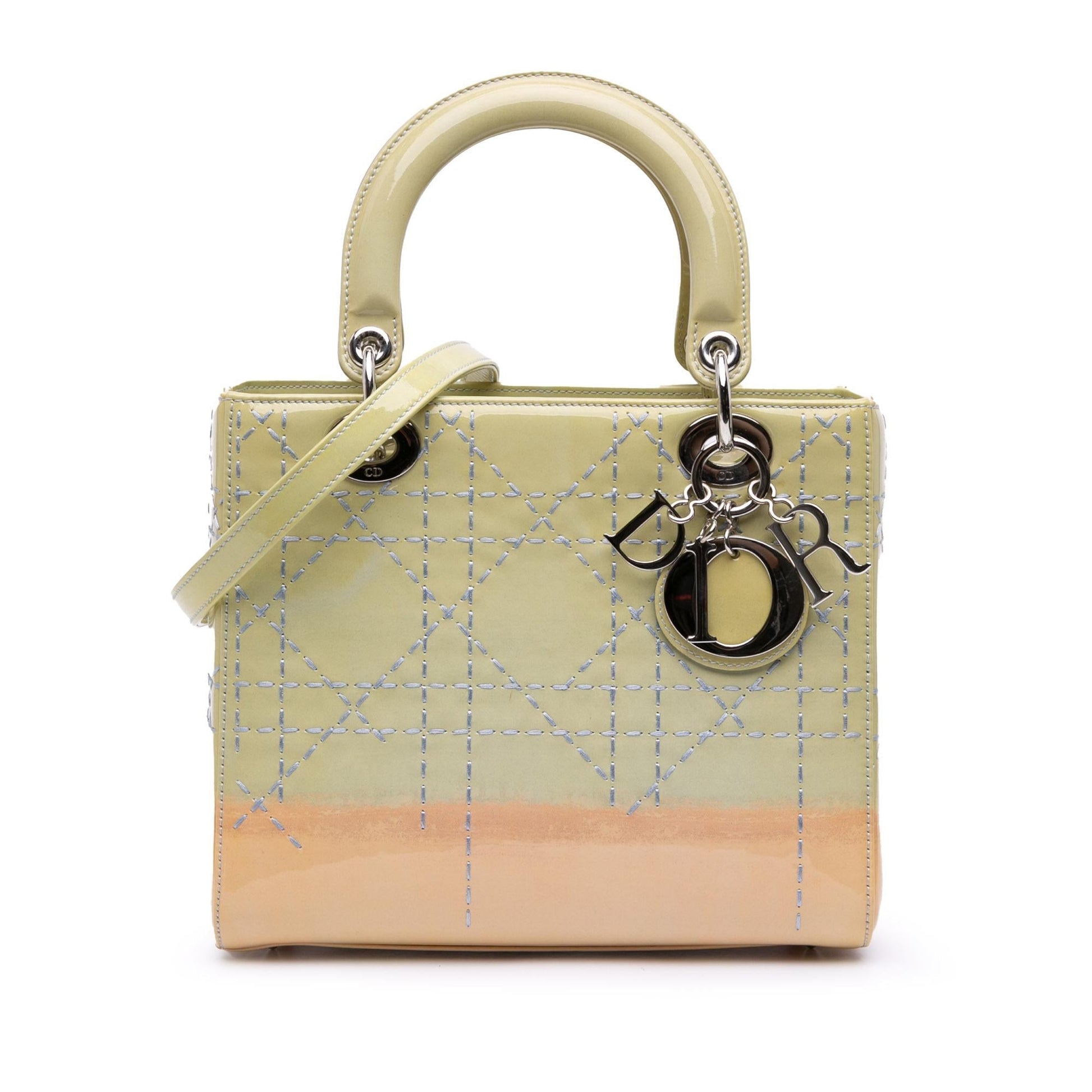Dior Ombre Cannage Lady Satchel Bag Patent Medium