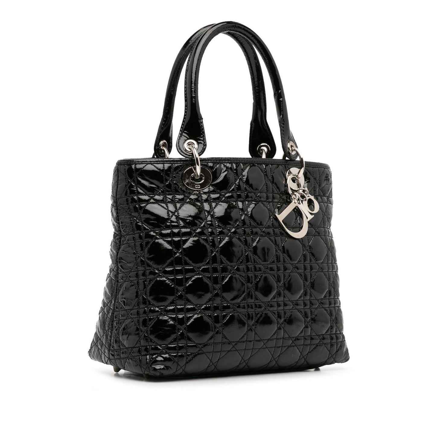 Dior Cannage Lady Soft Shopping Tote Shg L67Puf Patent Medium Tote Bag