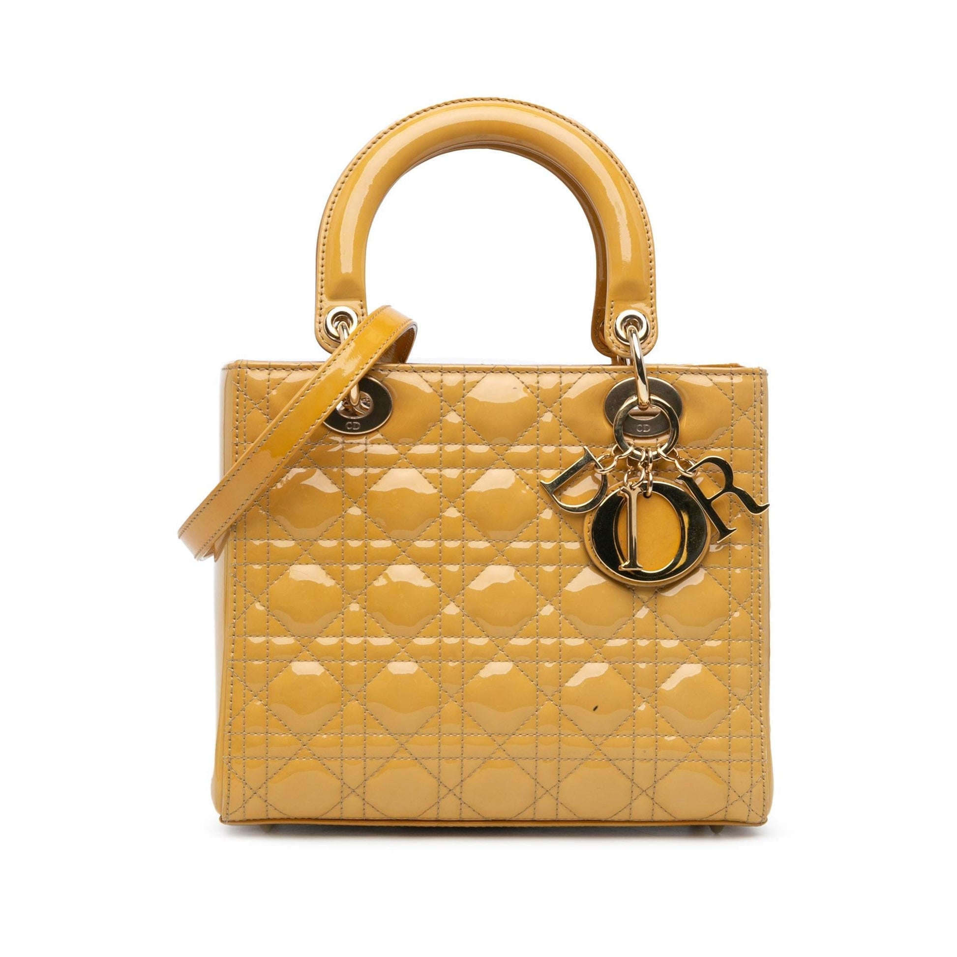 Dior Cannage Lady Satchel Bag Patent Medium