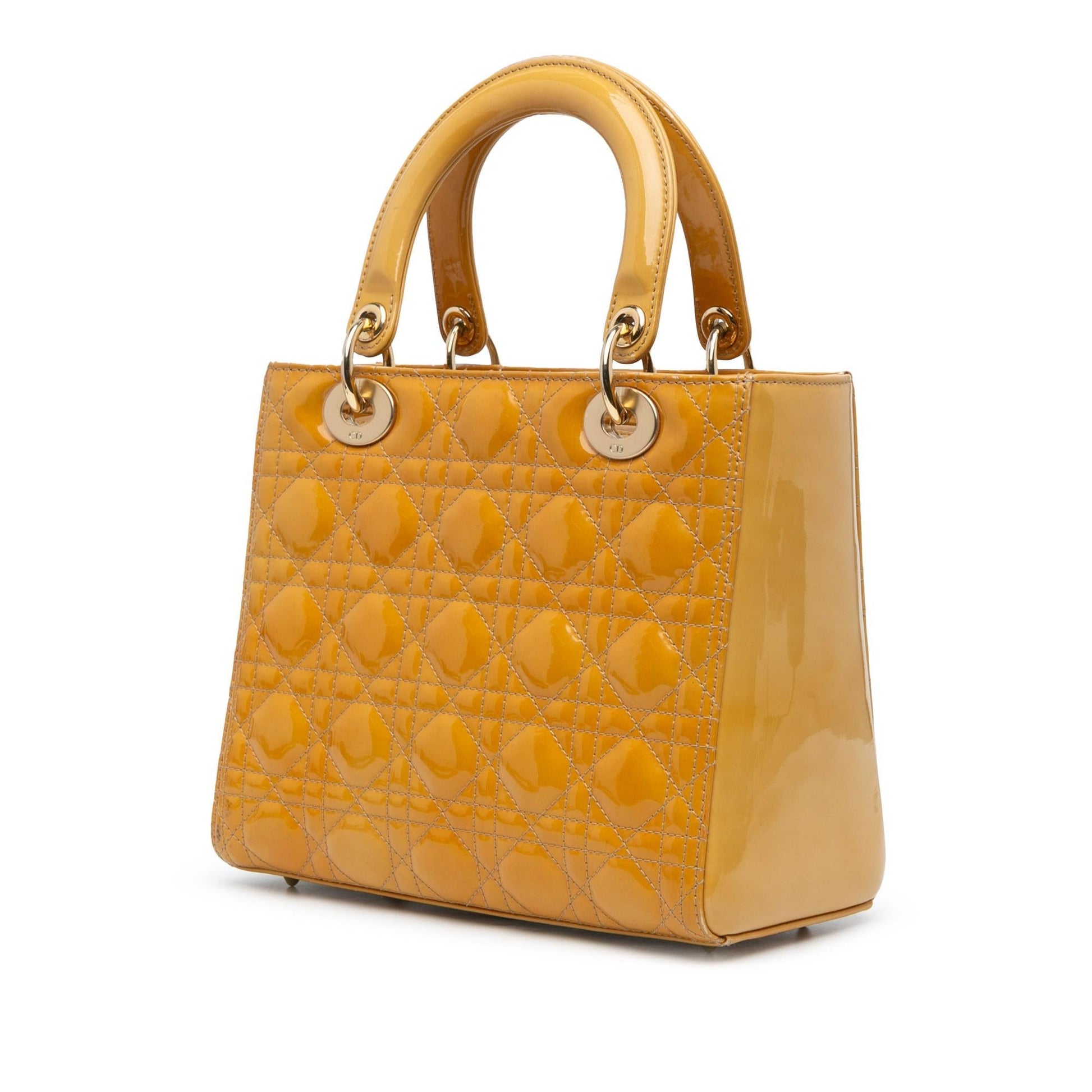 Dior Cannage Lady Satchel Bag Patent Medium