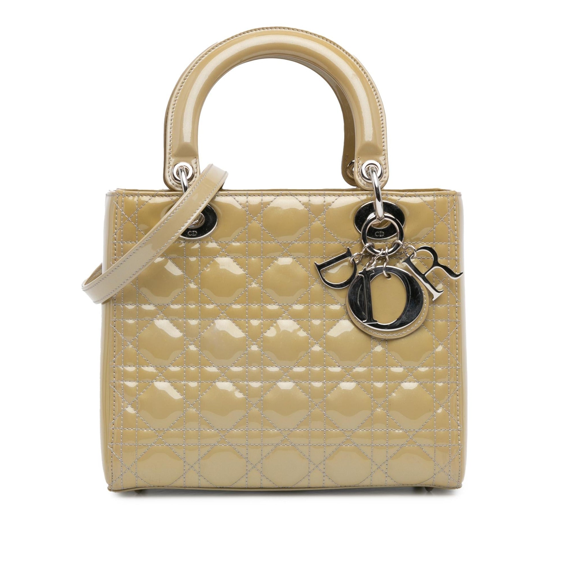 Dior Cannage Lady Satchel Bag Patent Medium Lady Dior 3