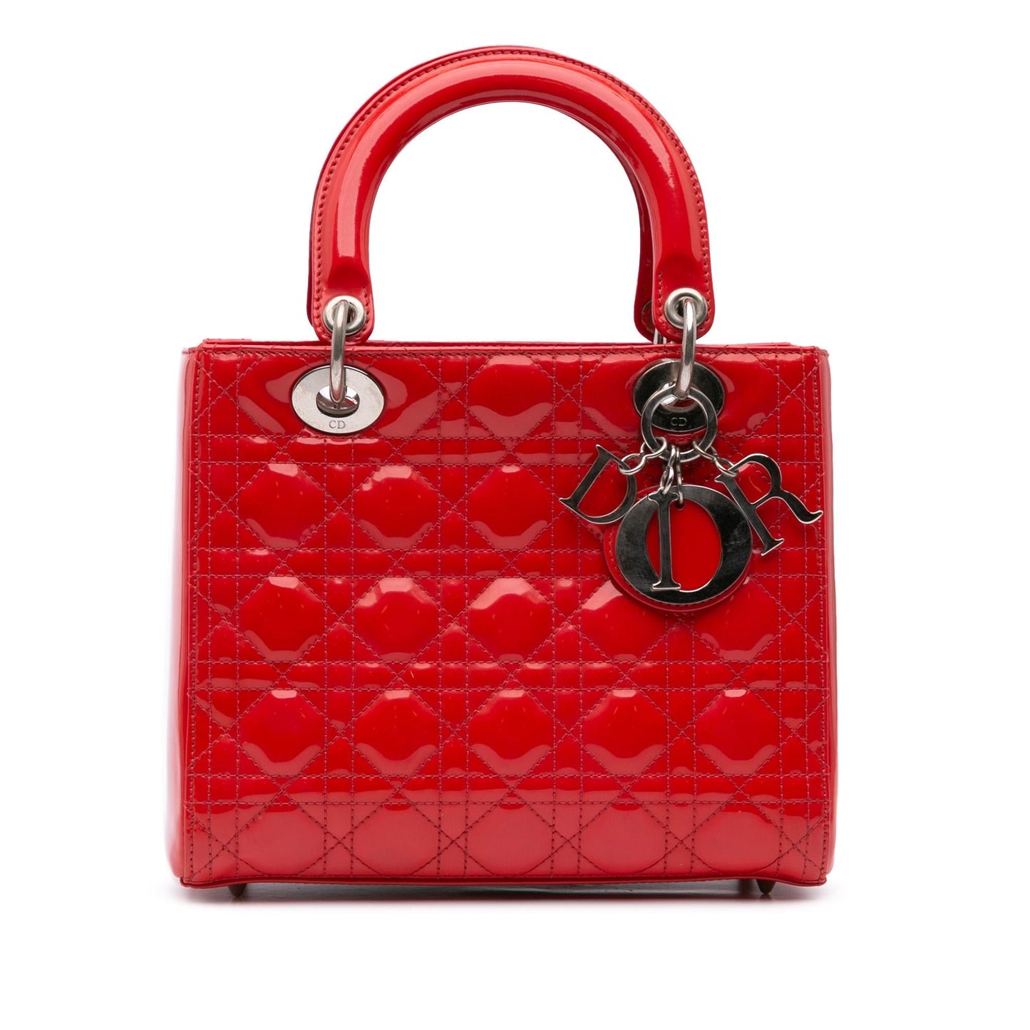 Dior Cannage Lady Satchel Bag Patent Medium Lady Dior 4