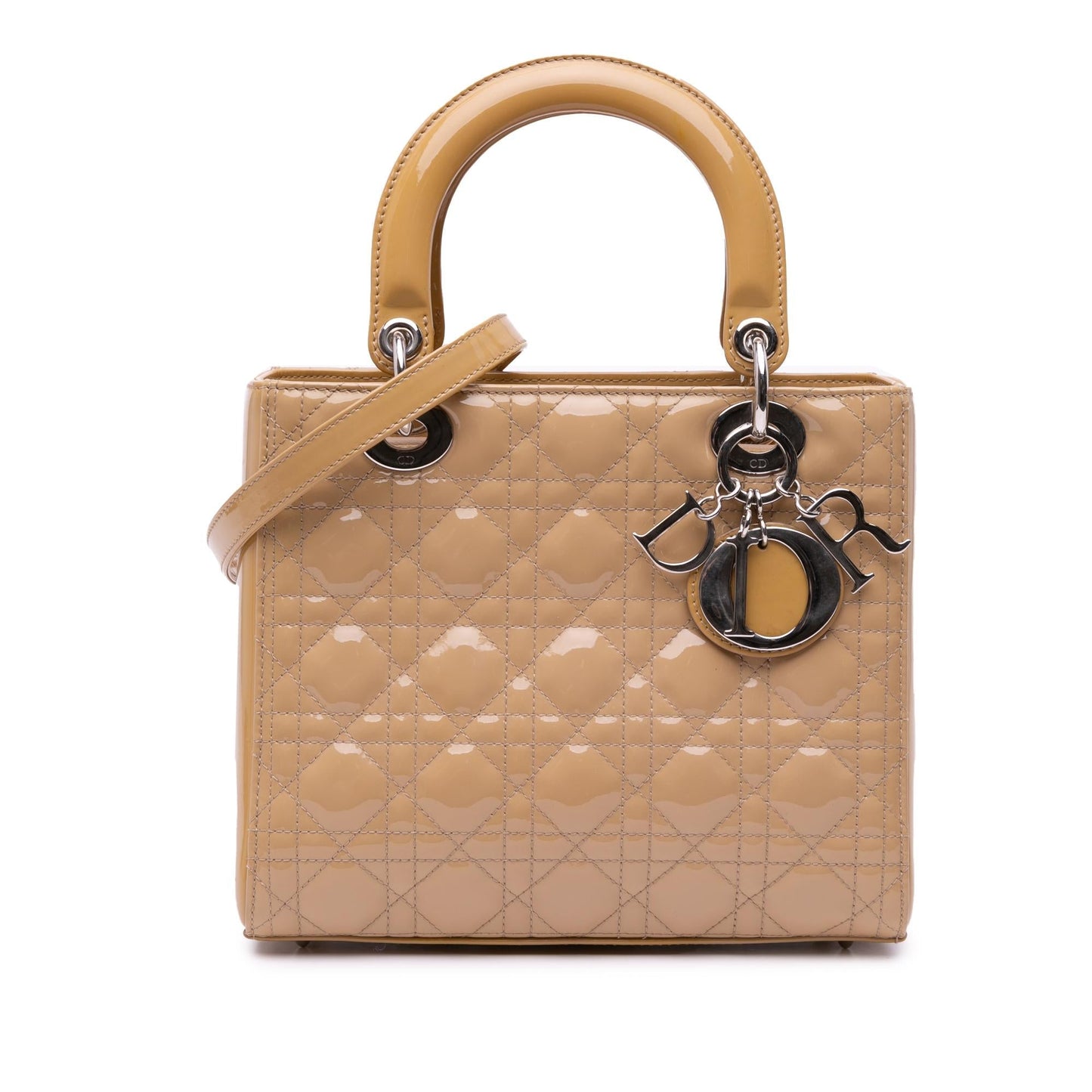 Dior Cannage Lady Satchel Bag Patent Medium Lady Dior 5