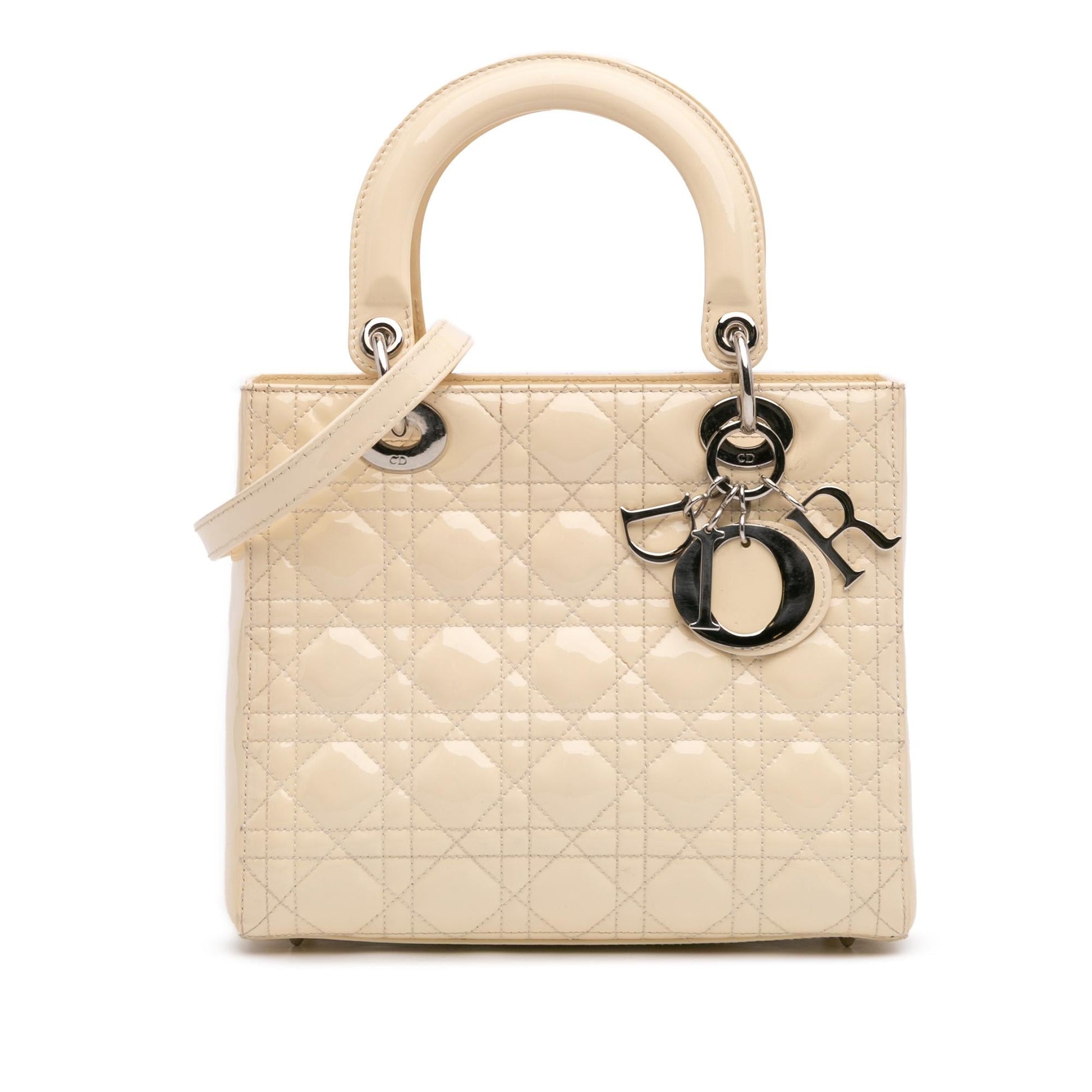 Dior Cannage Lady Satchel Bag Patent Medium Lady Dior 12
