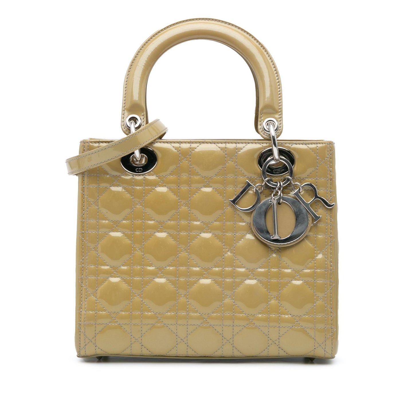 Dior Cannage Lady Satchel Bag Patent Medium Lady Dior 14