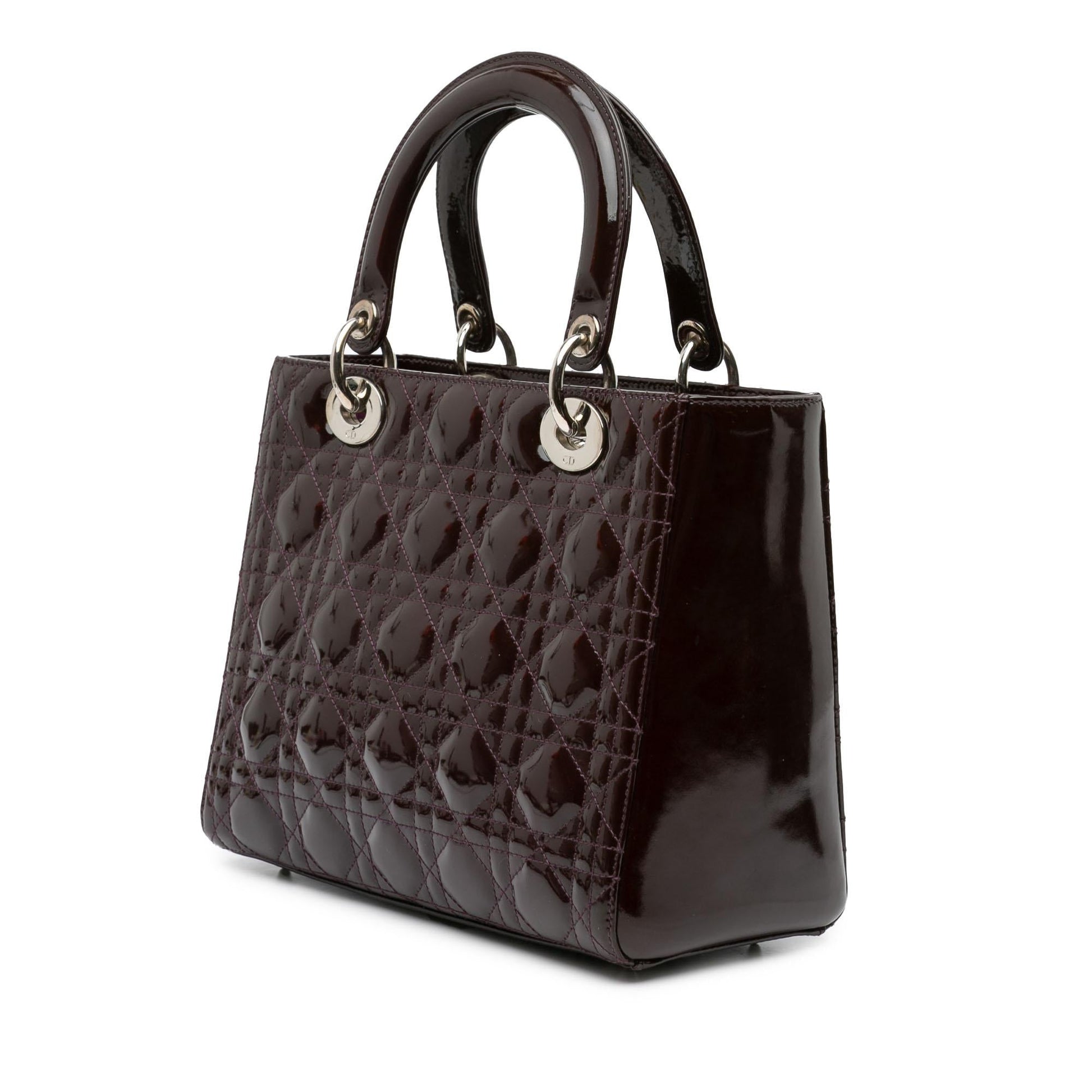 Dior Cannage Lady Satchel Bag Patent Medium Lady Dior 13