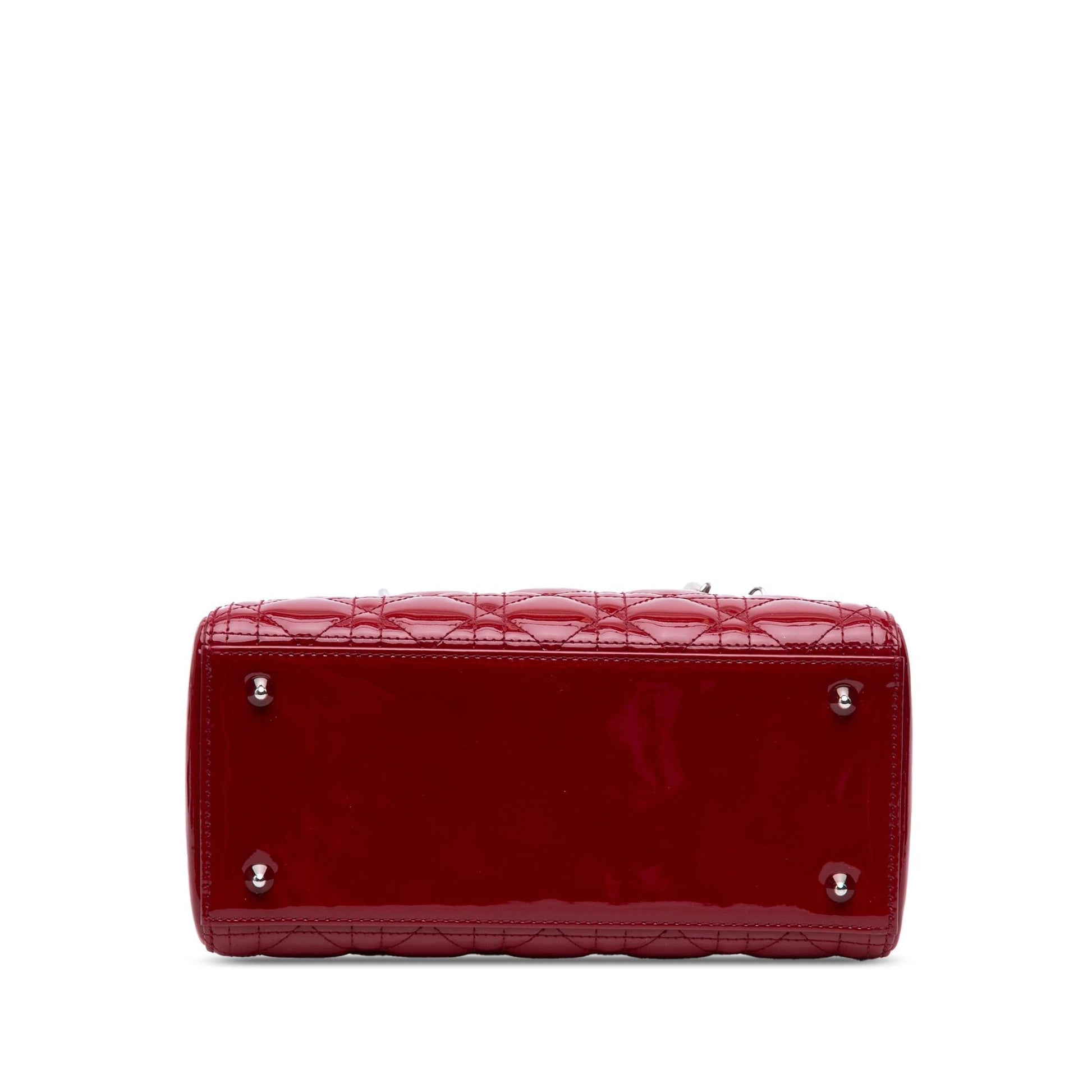 Dior Cannage Lady Satchel Bag Patent Medium Lady Dior 10