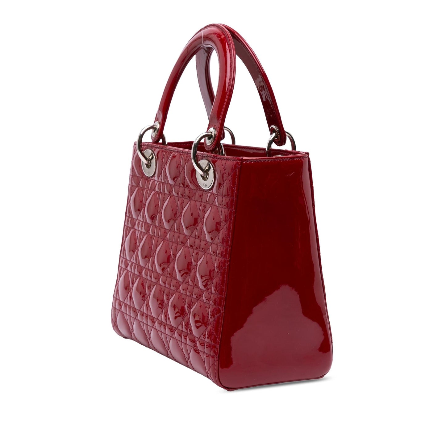 Dior Cannage Lady Satchel Bag Patent Medium Lady Dior 10