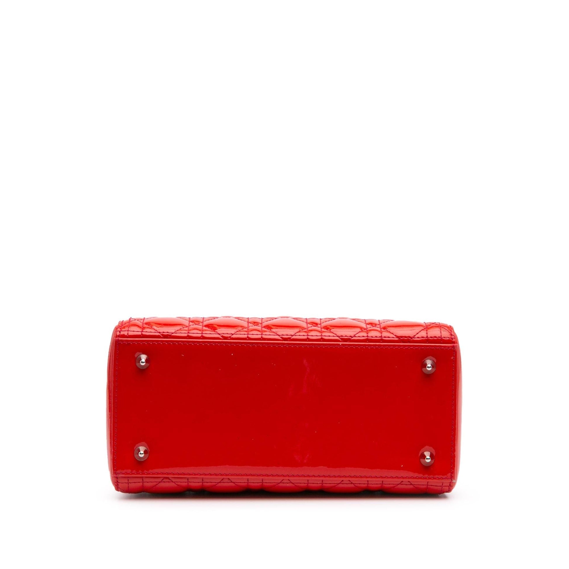 Dior Cannage Lady Satchel Bag Patent Medium Lady Dior 6