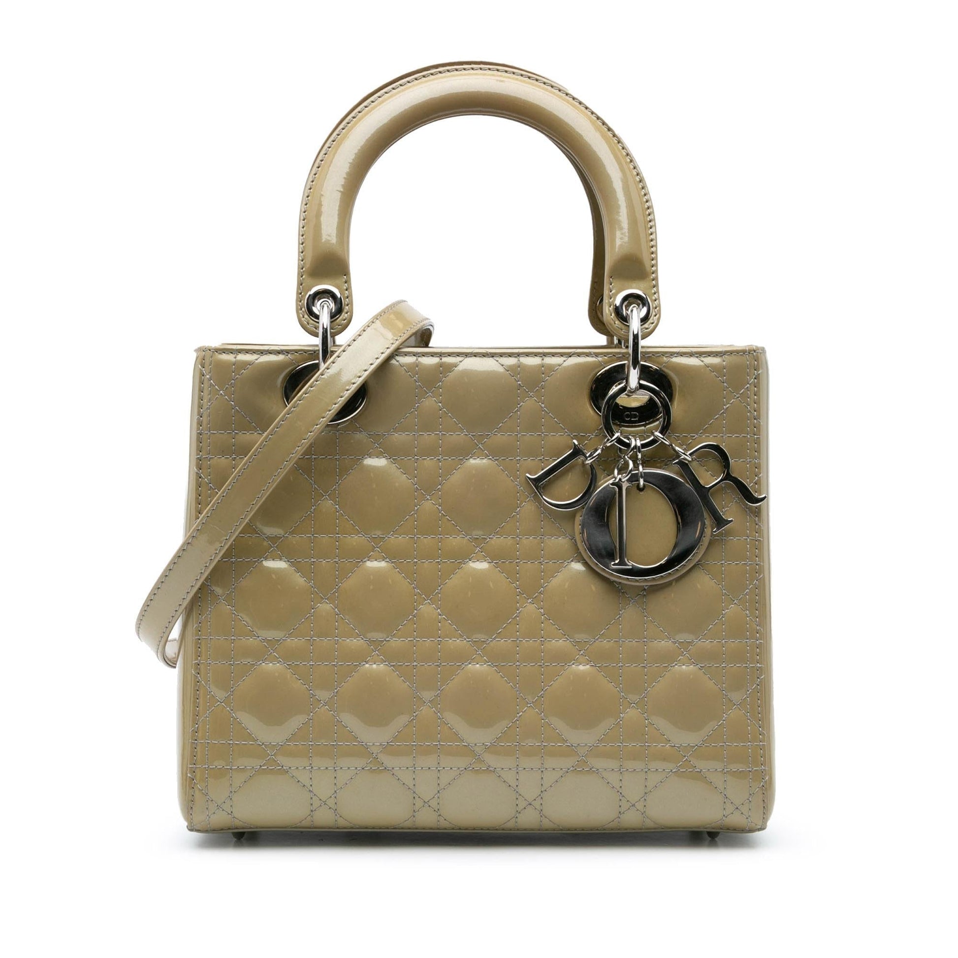 Dior Cannage Lady Satchel Bag Patent Medium Lady Dior 15