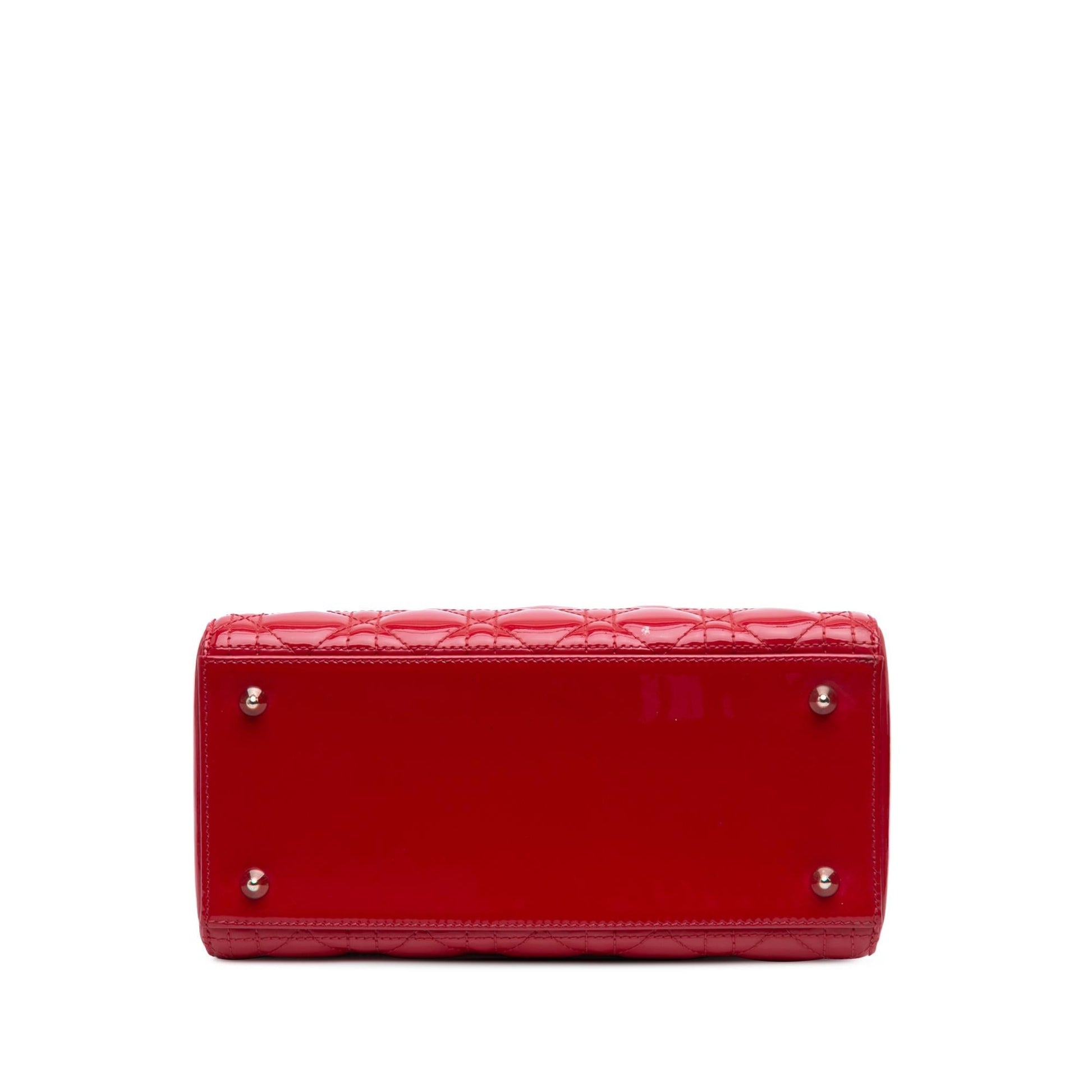 Dior Cannage Lady Satchel Bag Patent Medium Lady Dior 16
