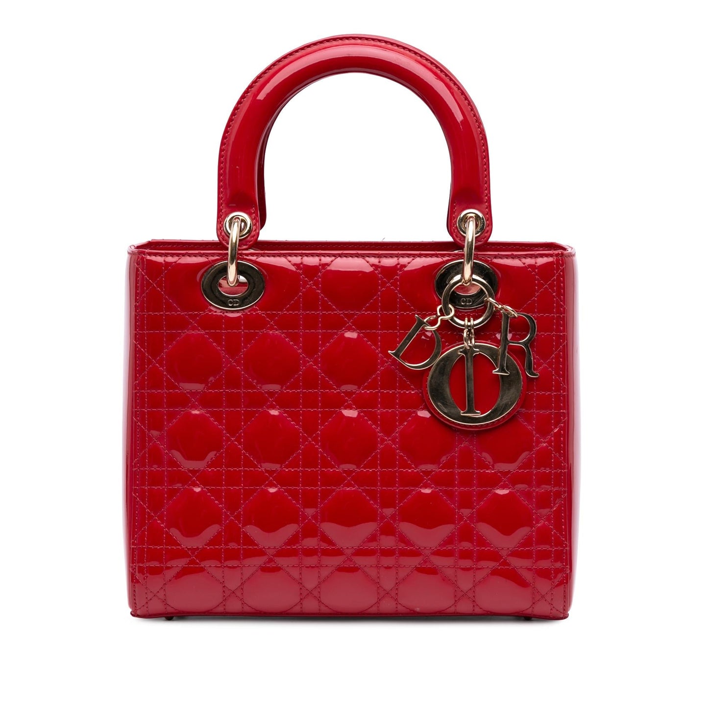 Dior Cannage Lady Satchel Bag Patent Medium Lady Dior 16
