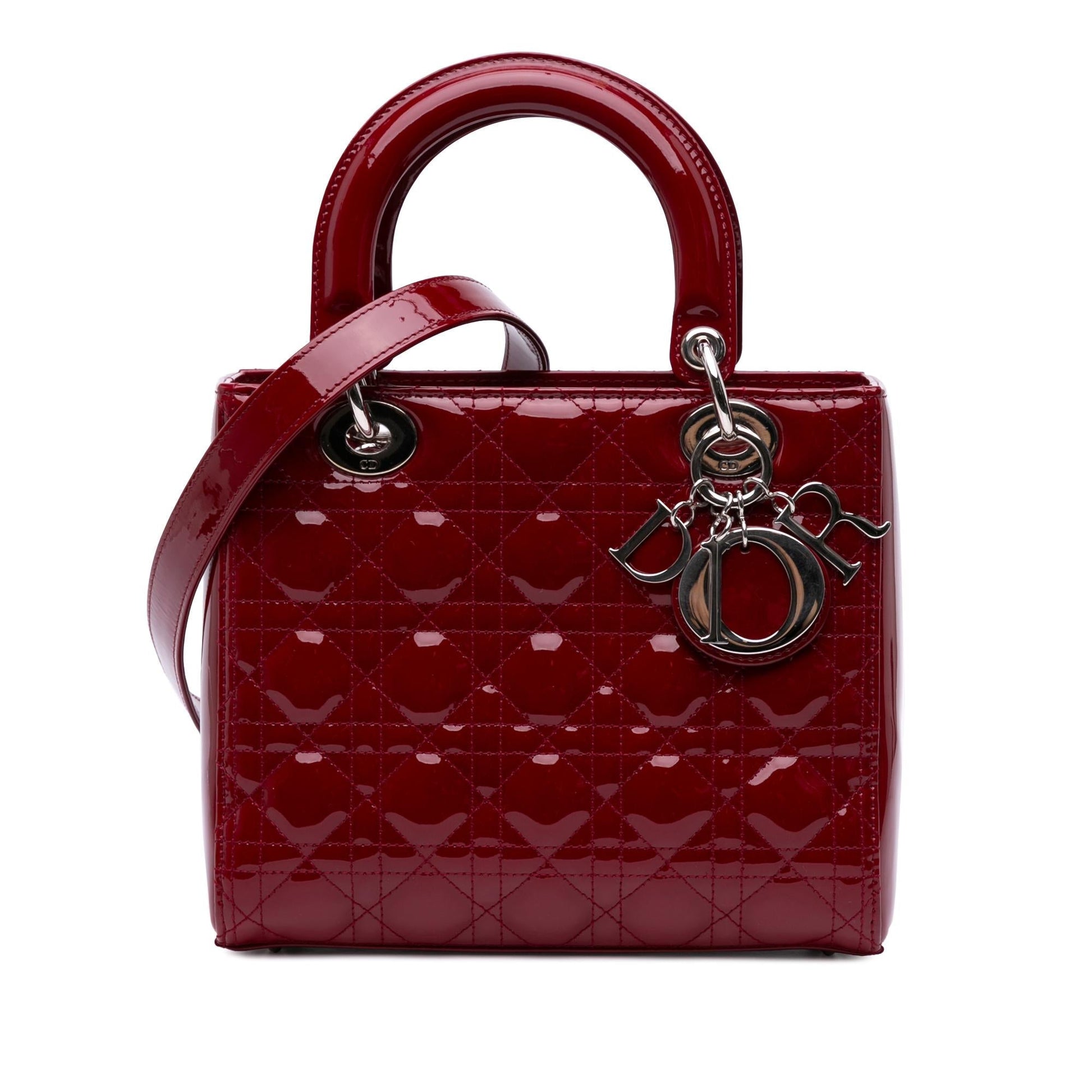 Dior Cannage Lady Satchel Bag Patent Medium Lady Dior 17