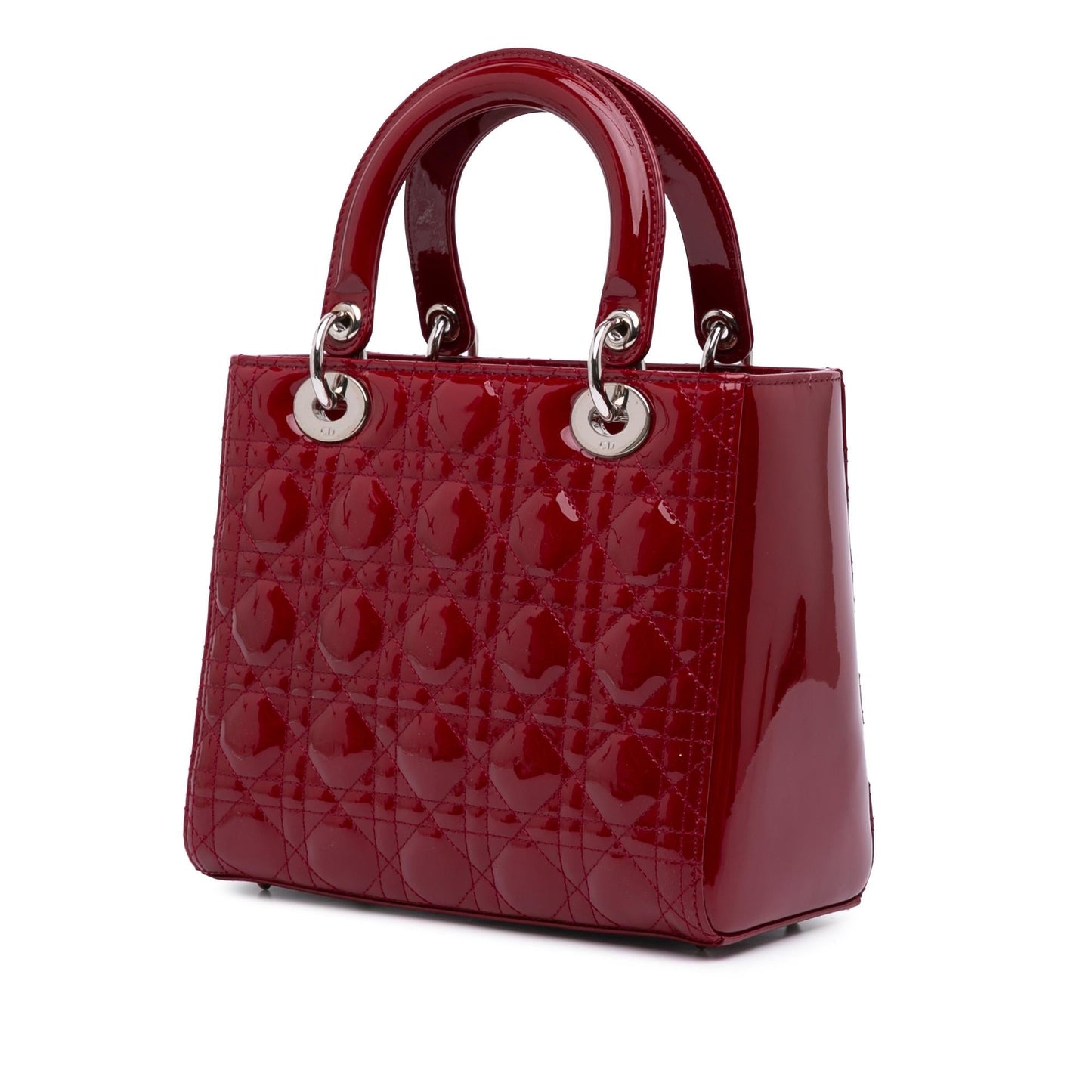 Dior Cannage Lady Satchel Bag Patent Medium Lady Dior 17