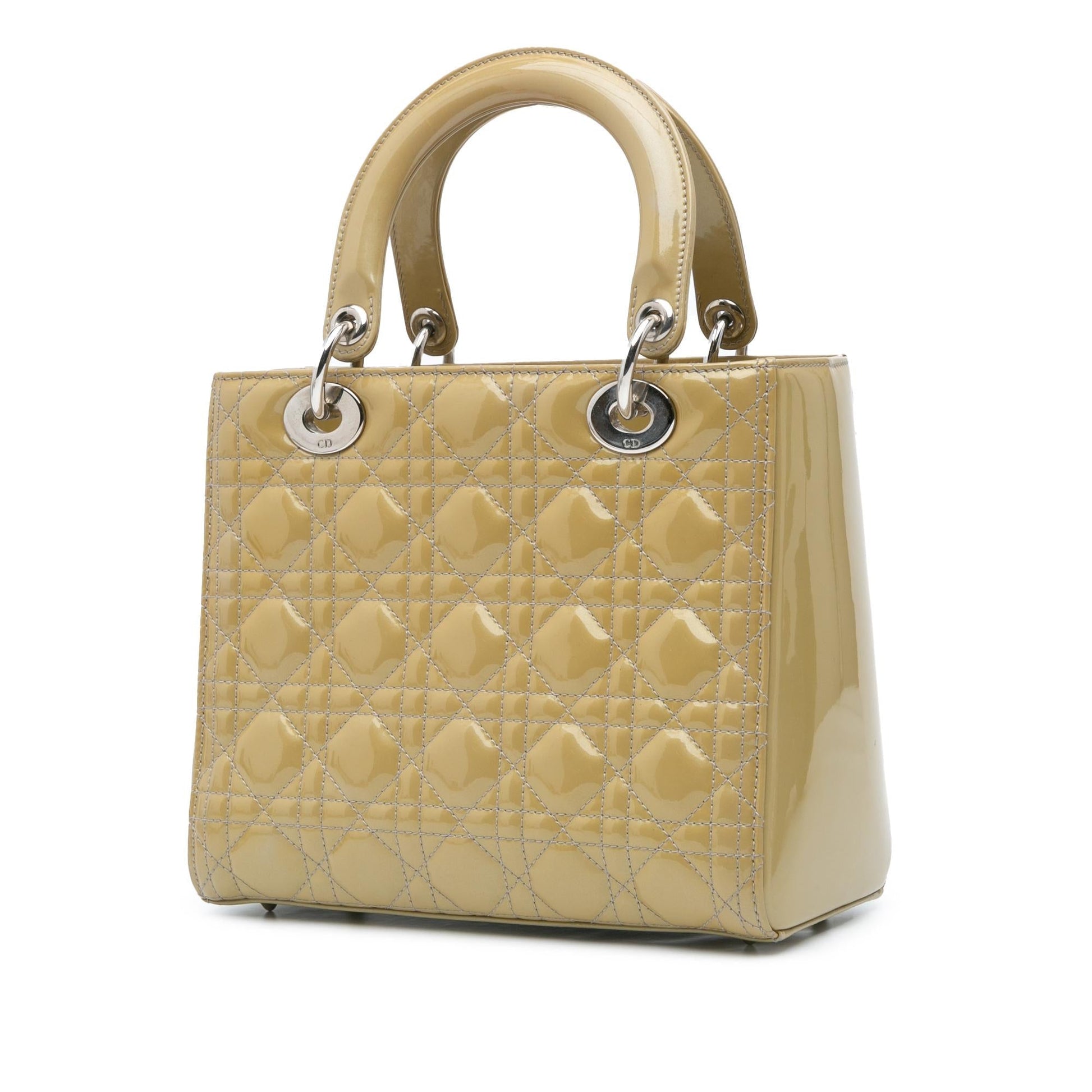 Dior Cannage Lady Satchel Bag Patent Medium Lady Dior 27