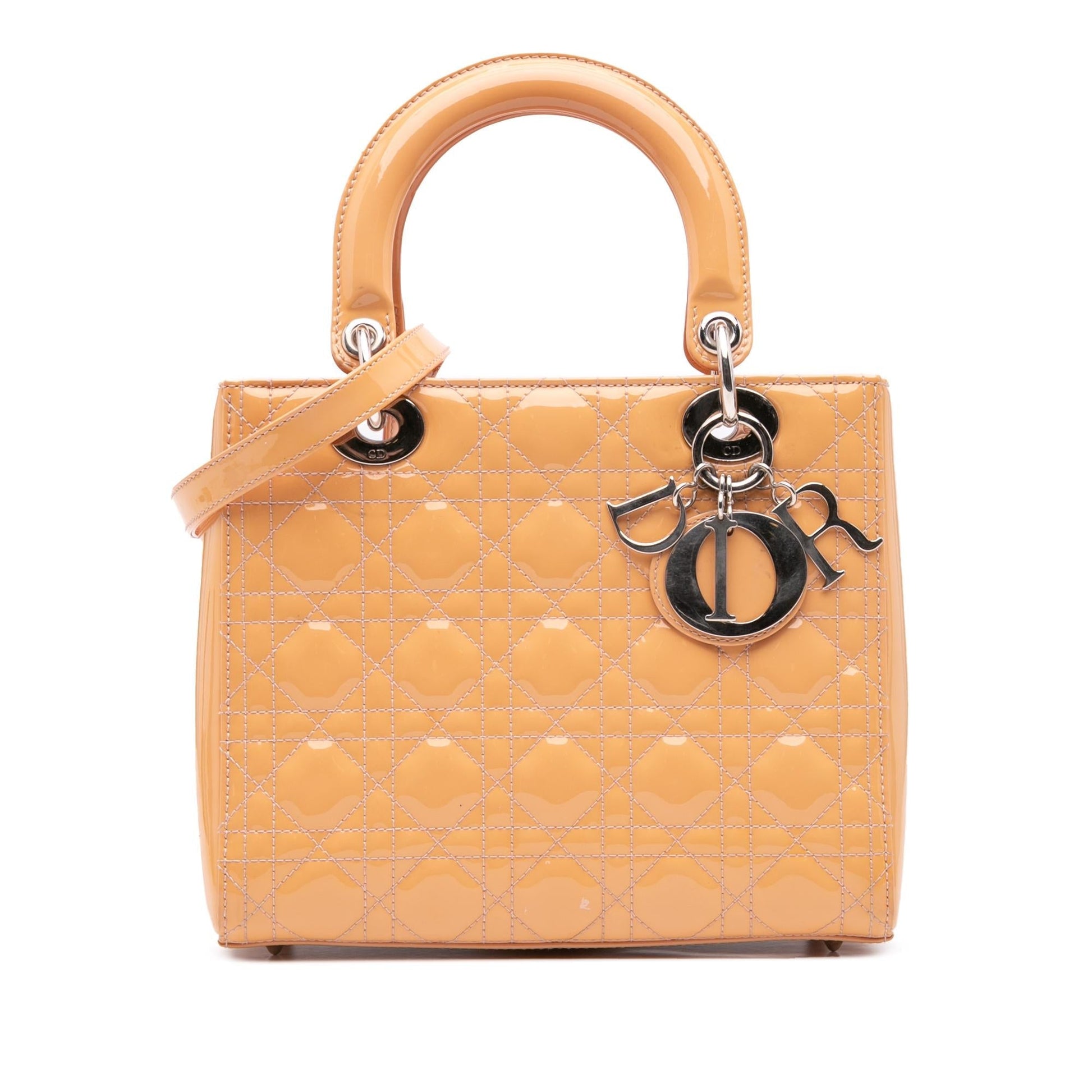 Dior Cannage Lady Satchel Bag Patent Medium Lady Dior 28