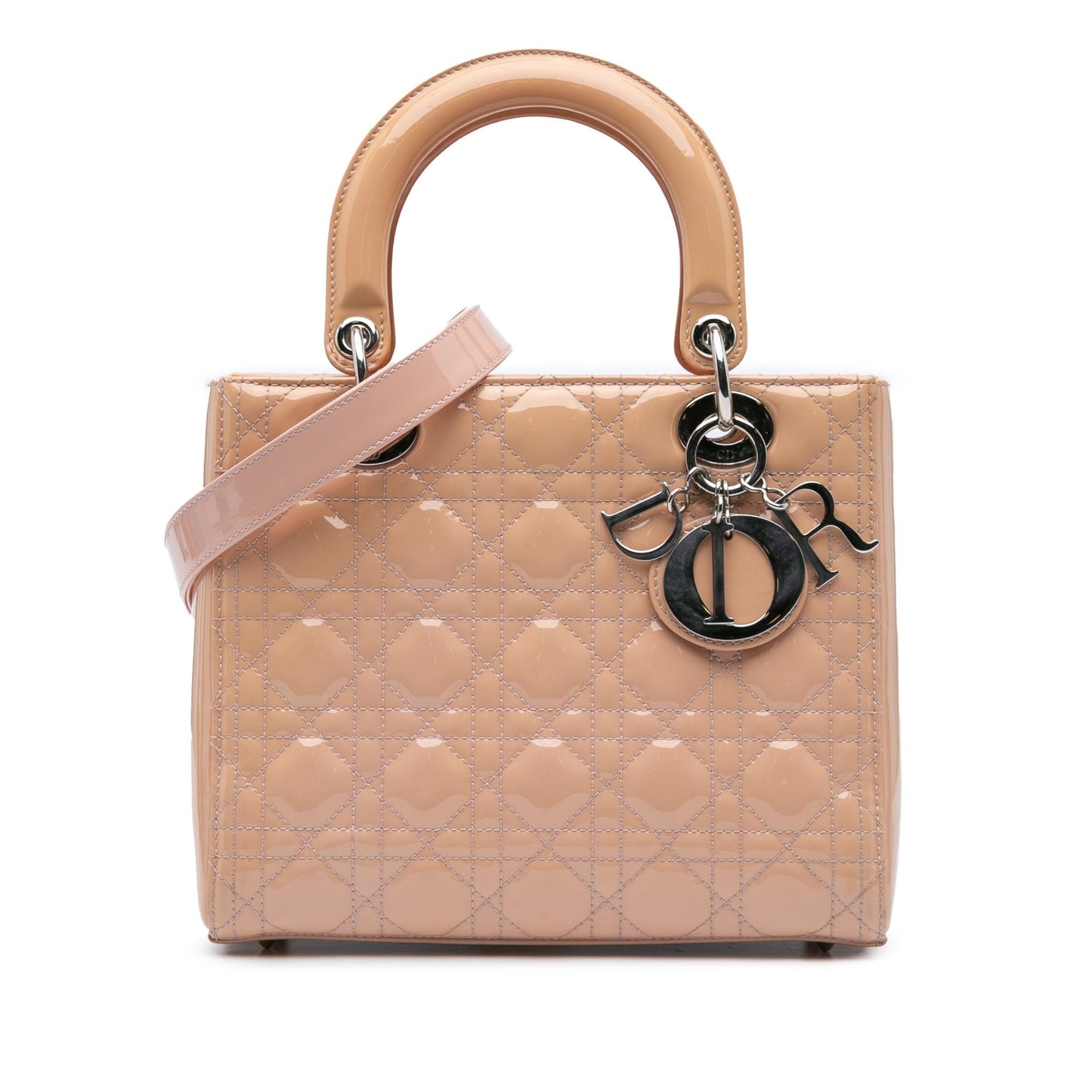 Dior Cannage Lady Satchel Bag Patent Medium Lady Dior 21