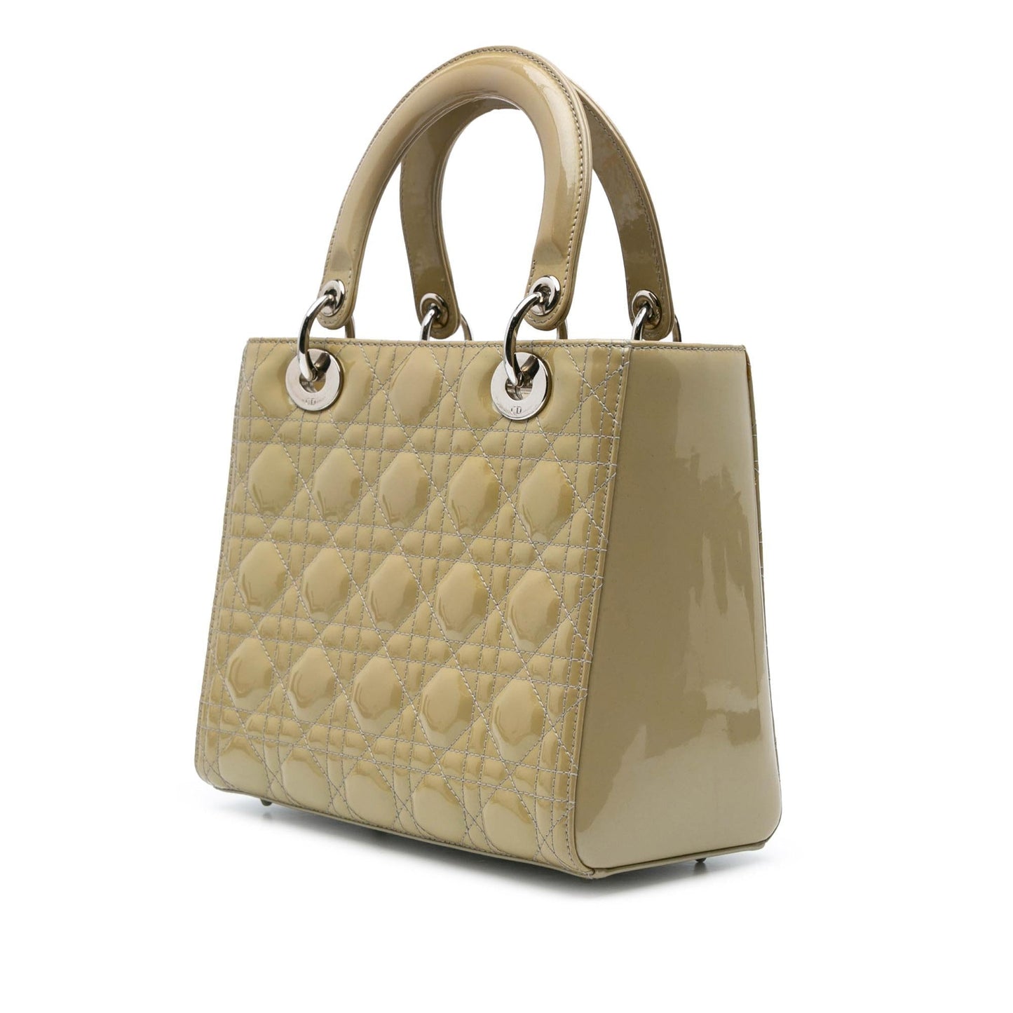 Dior Cannage Lady Satchel Bag Patent Medium Lady Dior 20