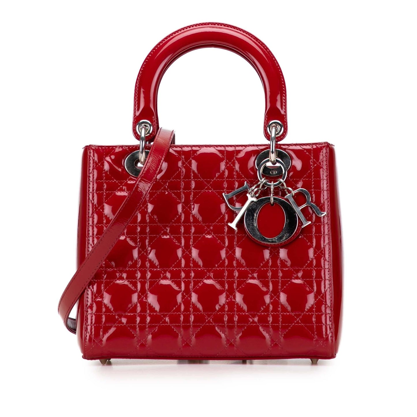 Dior Cannage Lady Satchel Bag Patent Medium Lady Dior 29