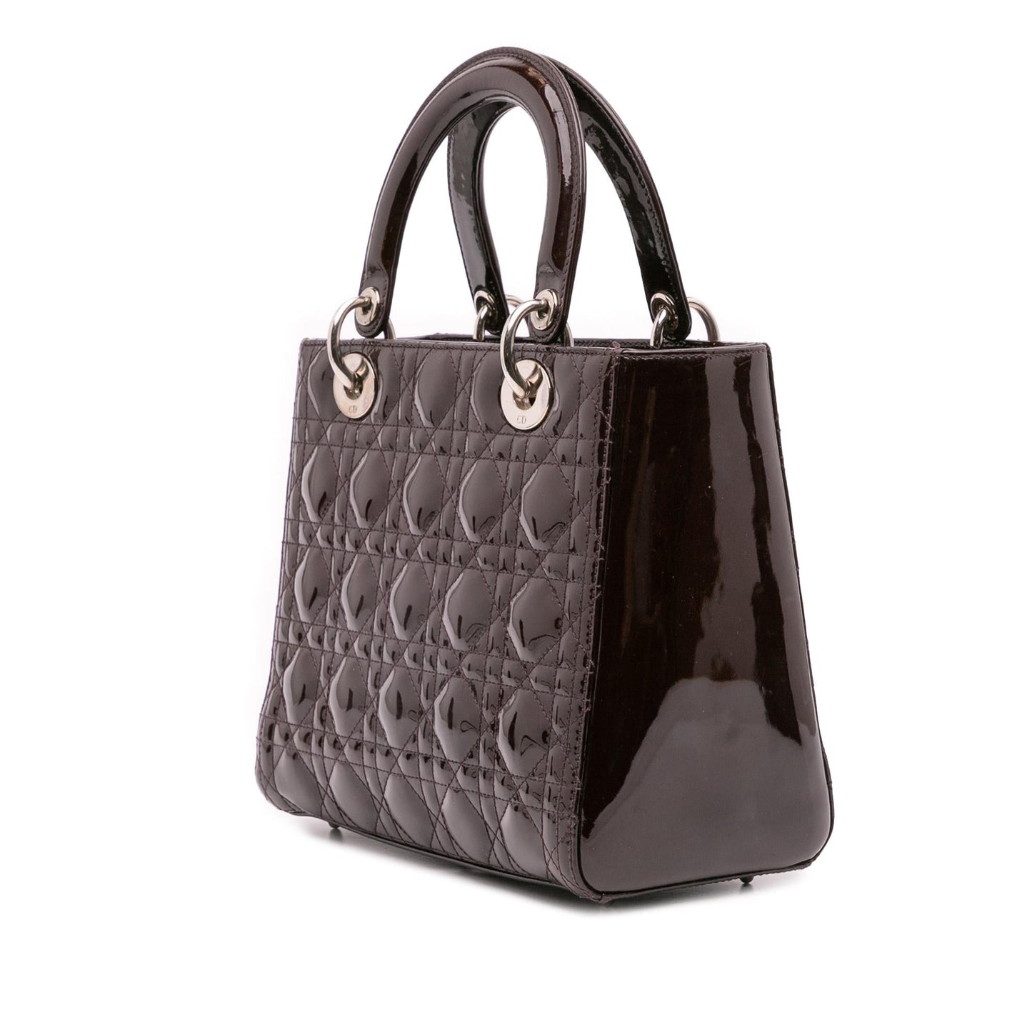 Dior Cannage Lady Satchel Bag Patent Medium Lady Dior 32