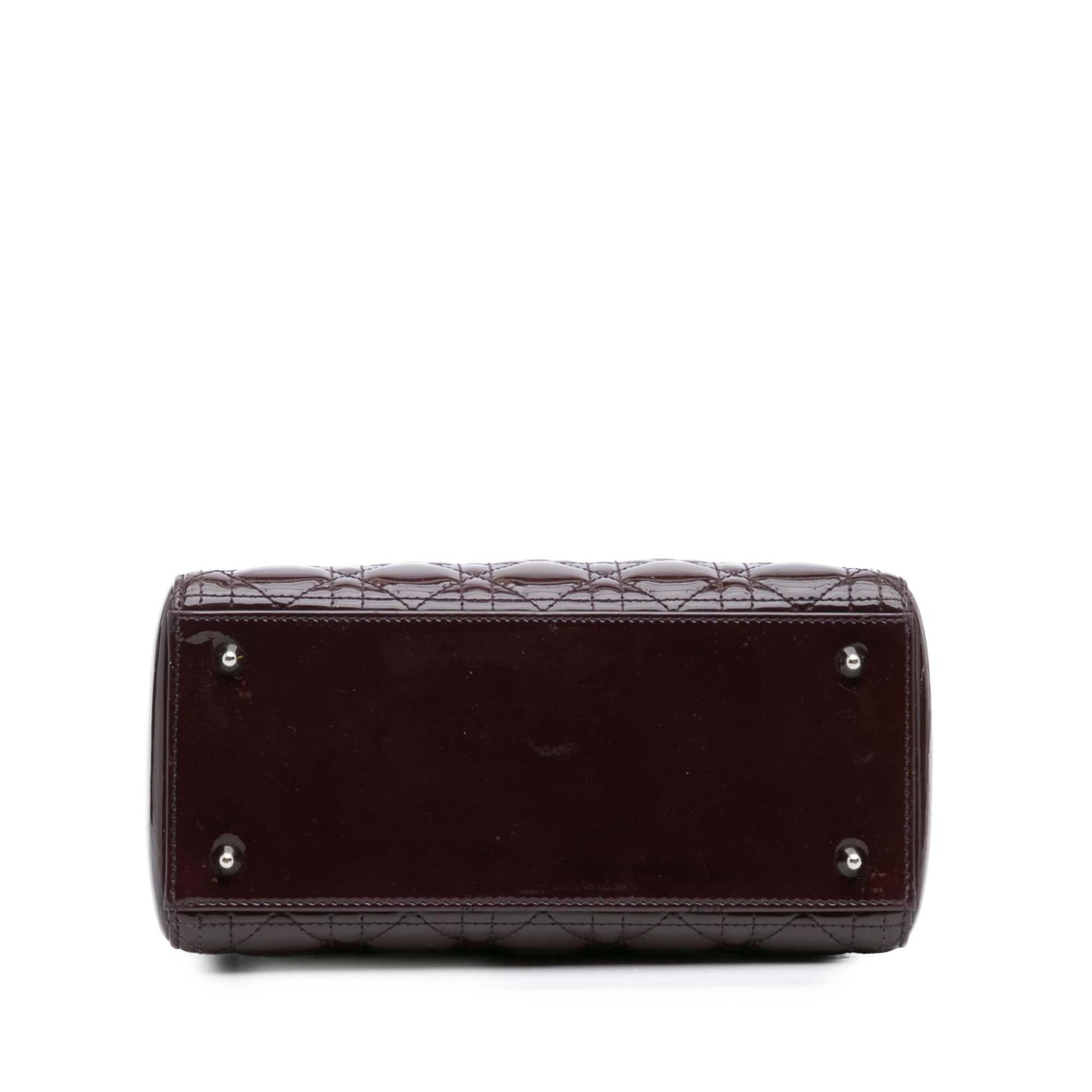 Dior Cannage Lady Satchel Bag Patent Medium Lady Dior 35