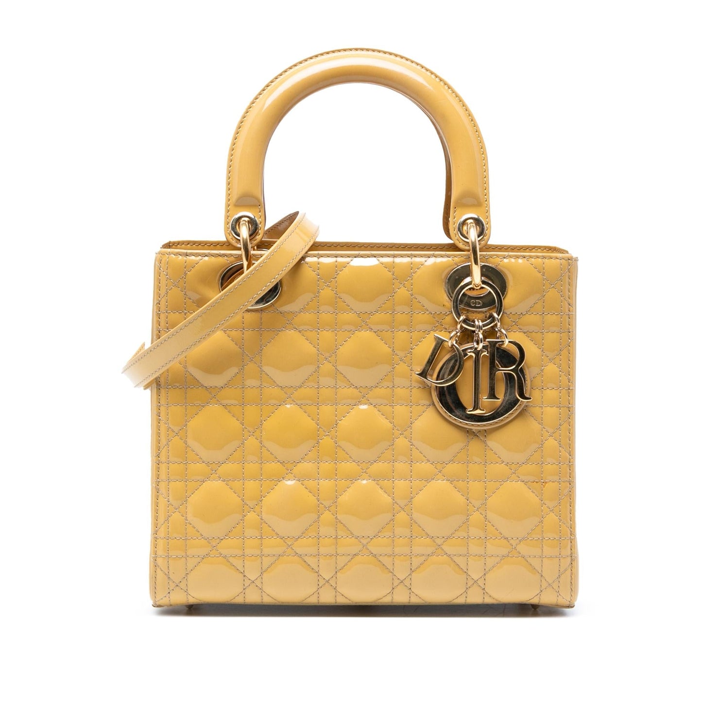 Dior Cannage Lady Satchel Bag Patent Medium Lady Dior 36
