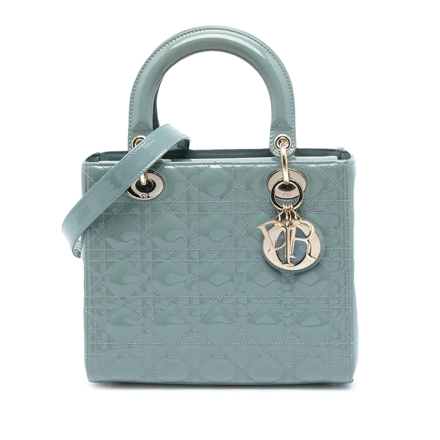 Dior Cannage Lady Satchel Bag Patent Medium Lady Dior 37