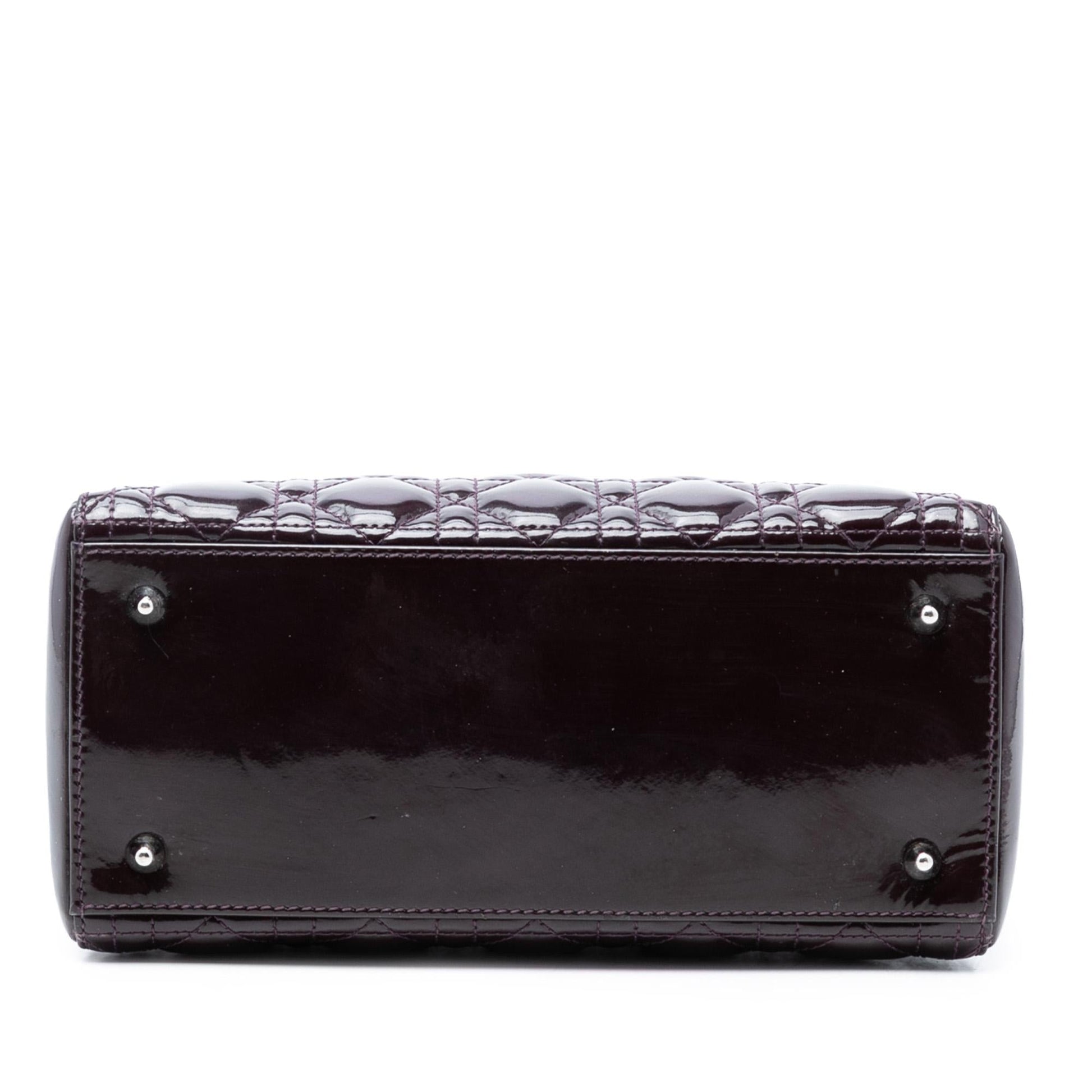 Dior Cannage Lady Satchel Bag Patent Medium Lady Dior 38