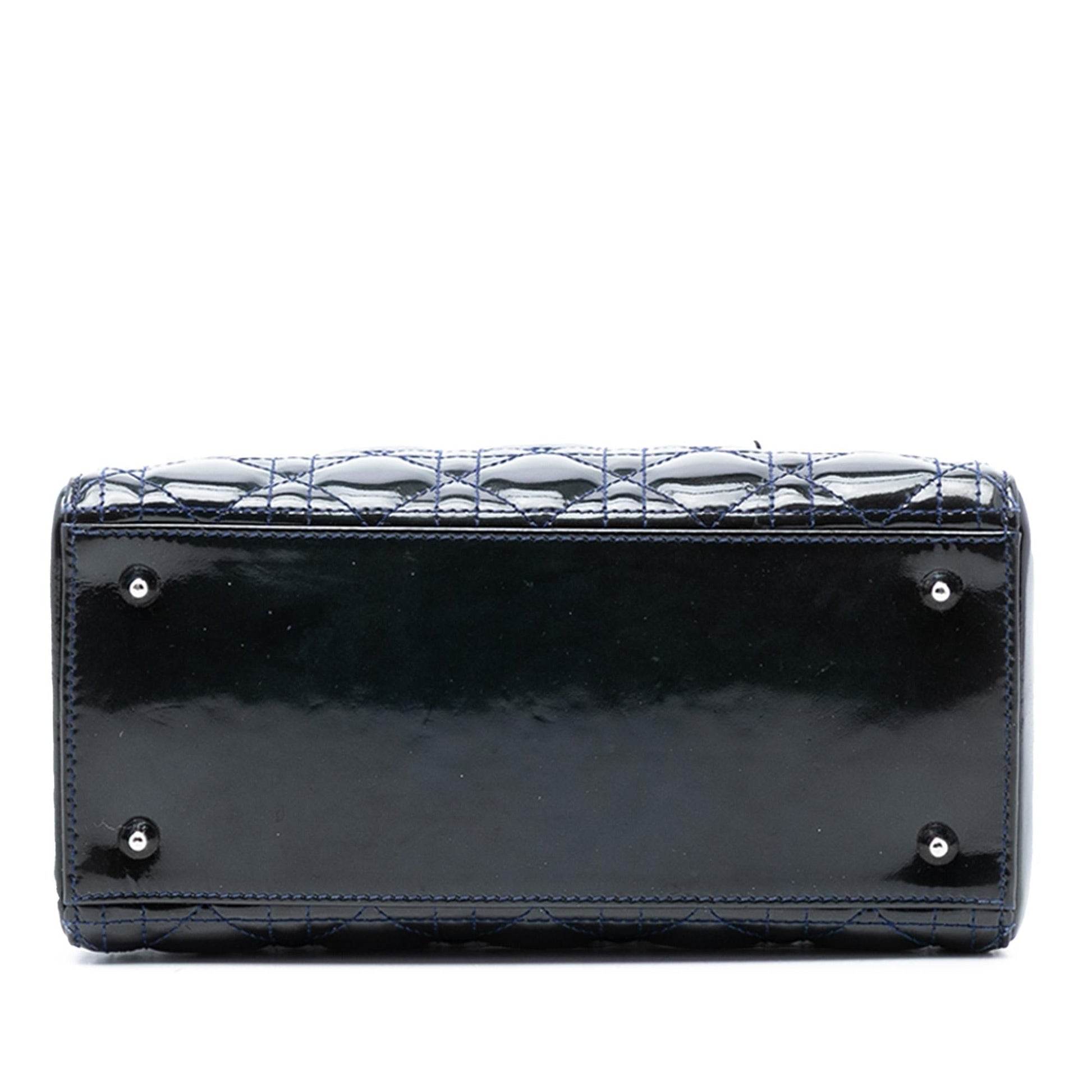 Dior Cannage Lady Satchel Bag Patent Medium Lady Dior 39
