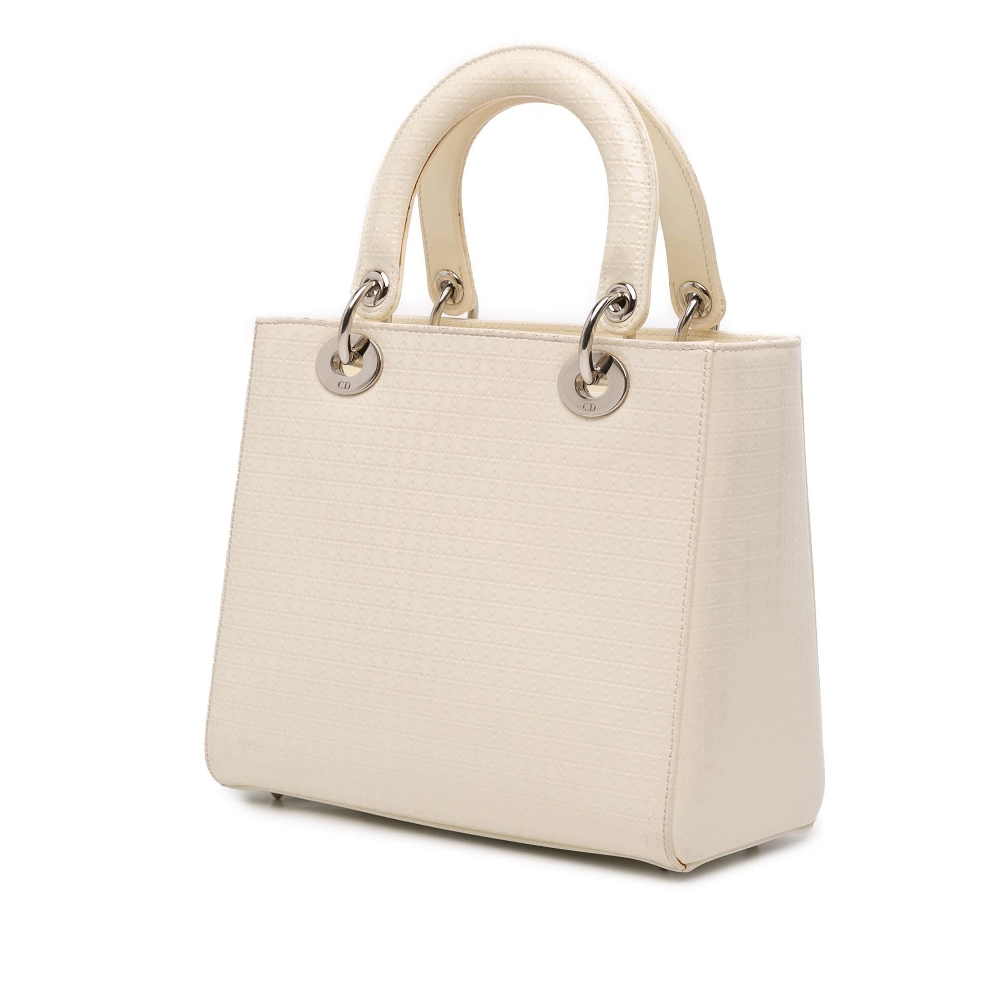 Dior Microcannage Lady Satchel Bag Patent Medium