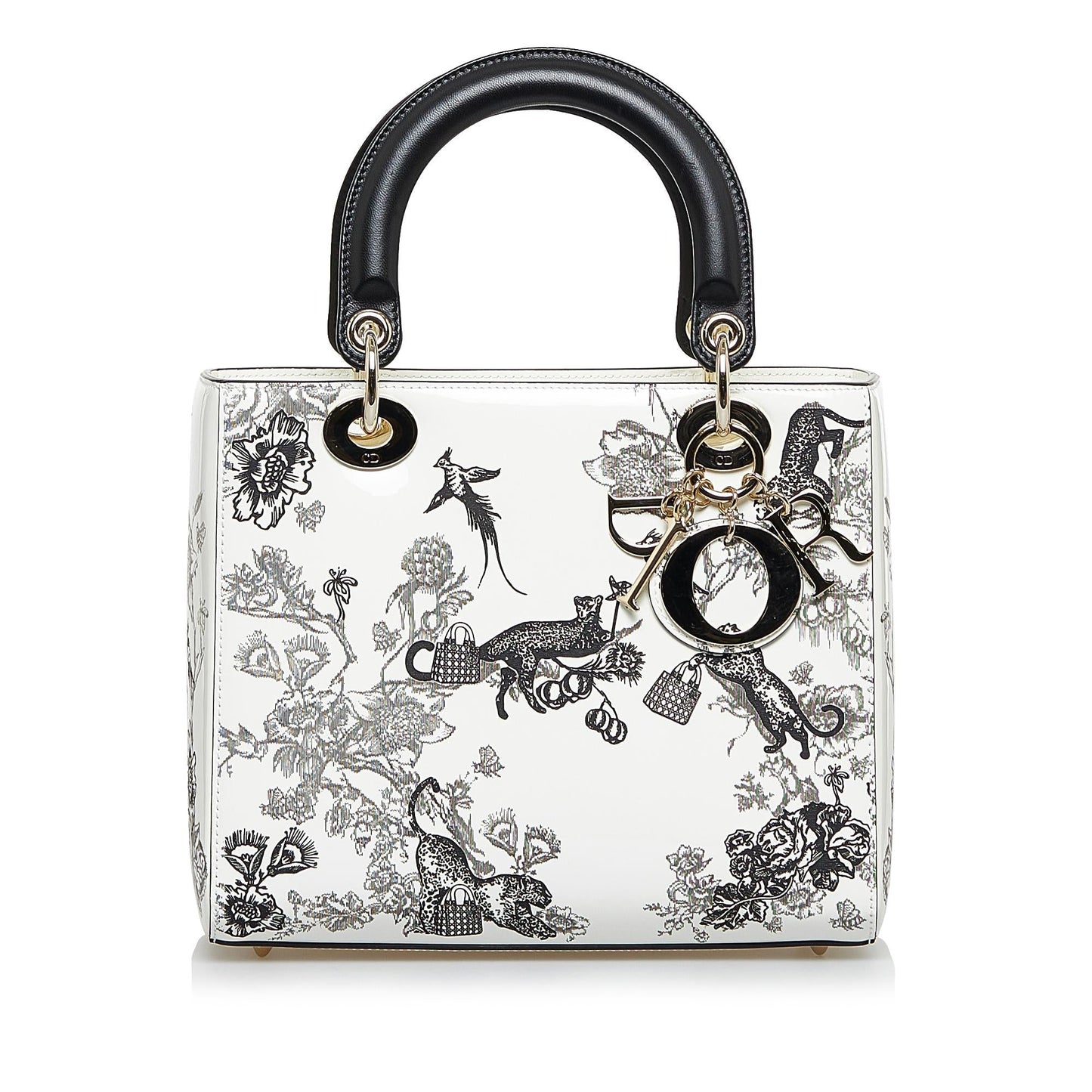 Dior Toile De Jouy Lady Shg Yrdcam Satchel Bag Patent Medium