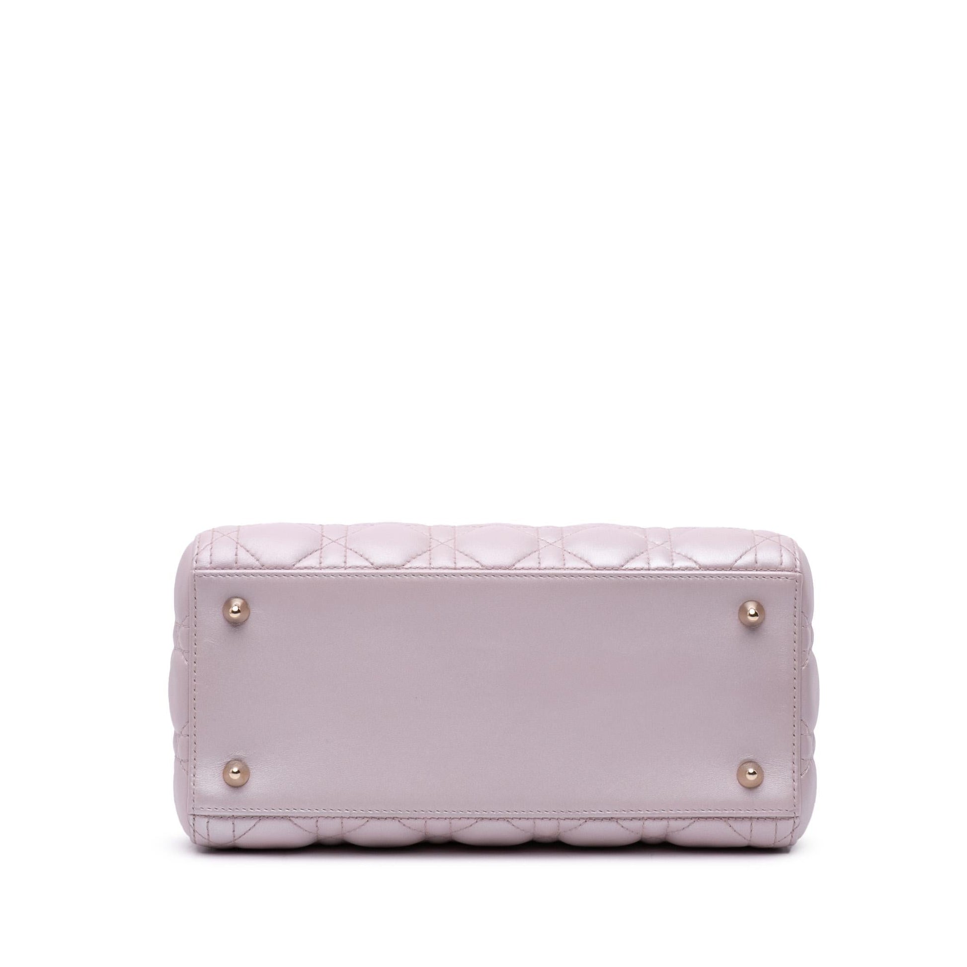 Dior Pearlescent Cannage Lady Satchel Bag Lambskin Medium