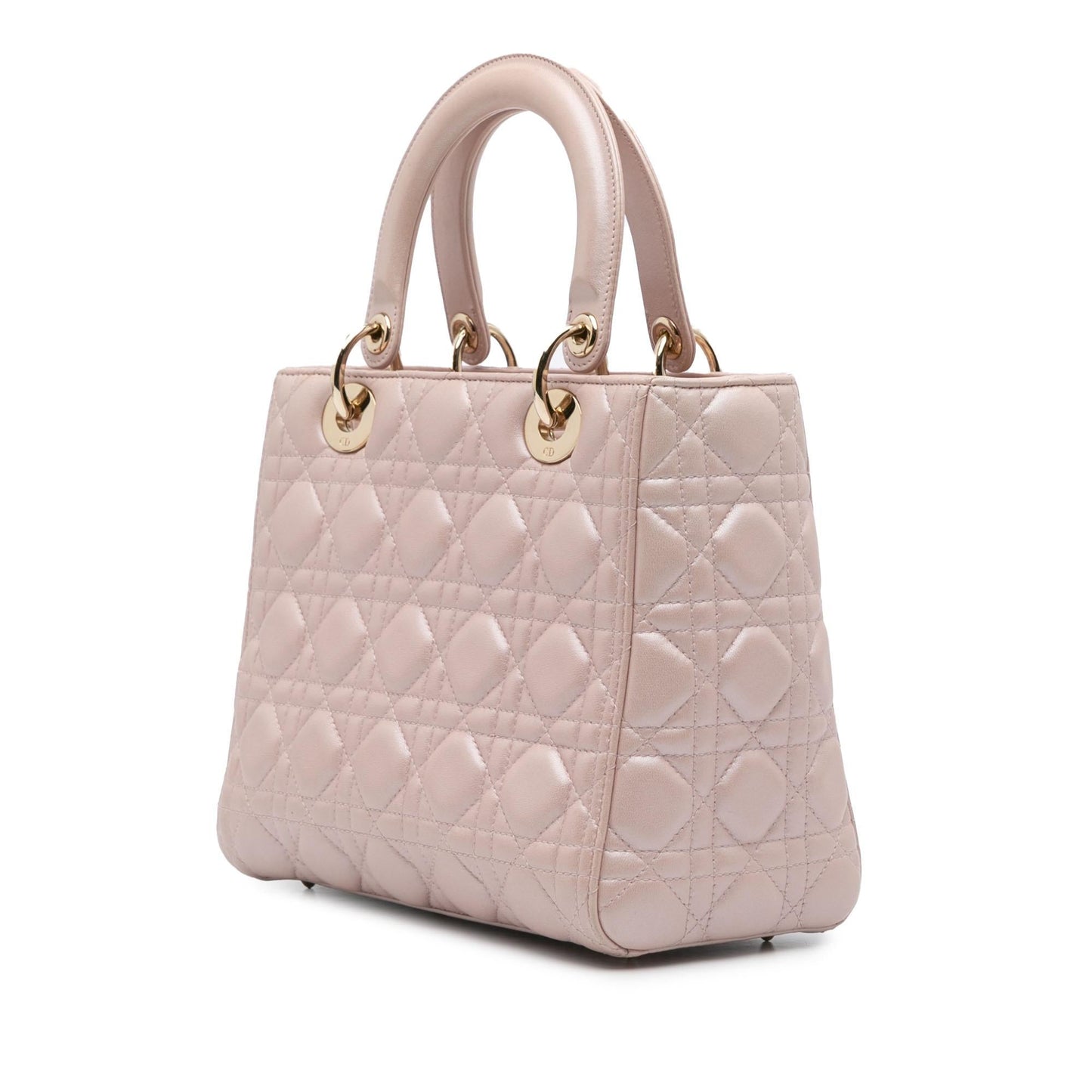 Dior Pearlescent Cannage Lady Satchel Bag Lambskin Medium Lady Dior 2