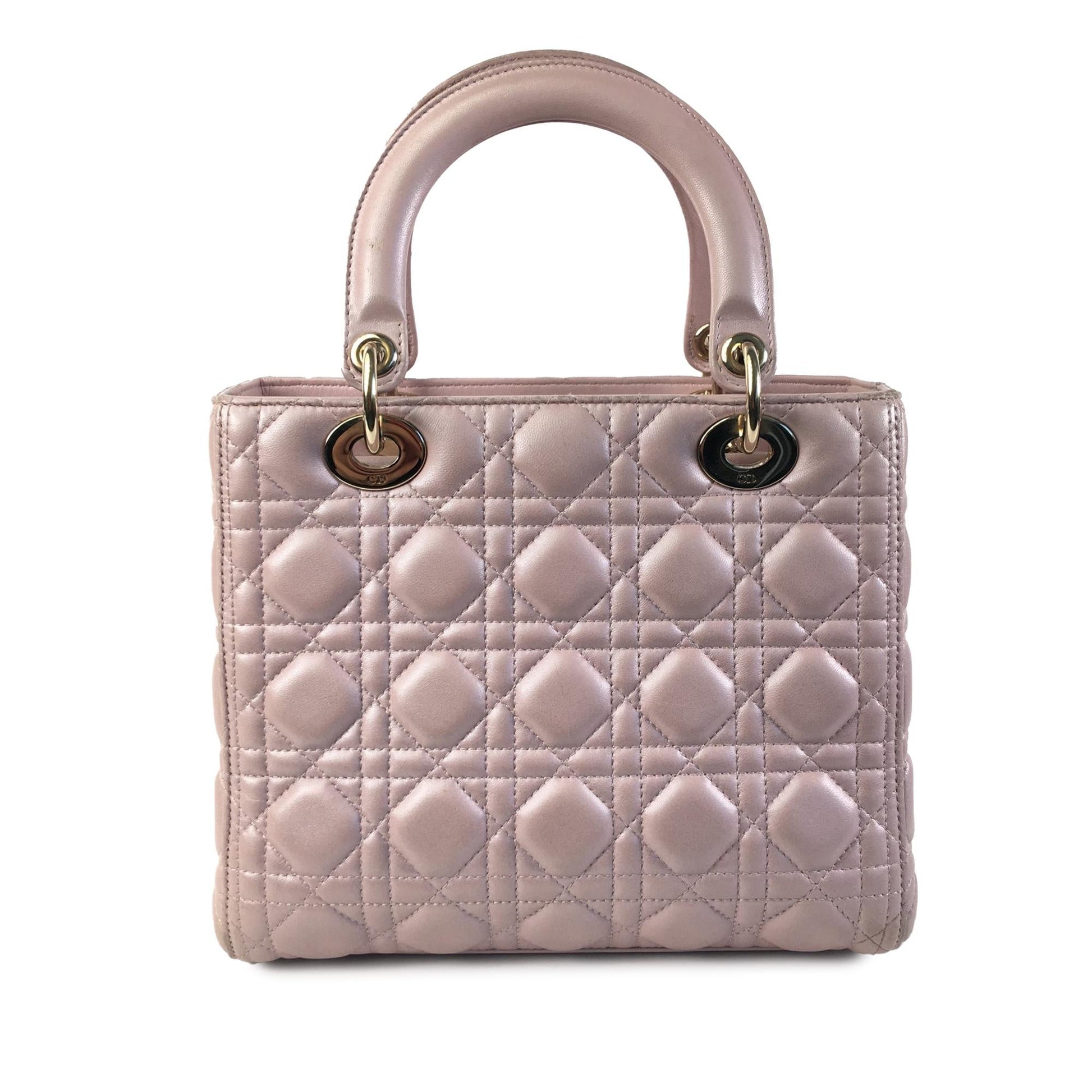Dior Pearlescent Cannage Lady Satchel Bag Lambskin Medium Lady Dior 3