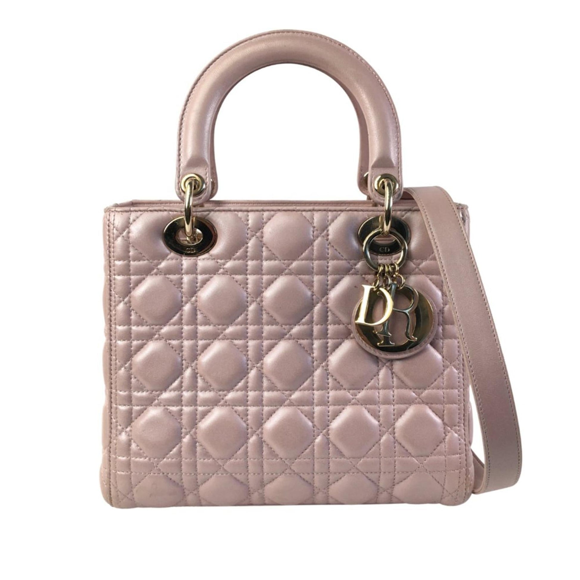 Dior Pearlescent Cannage Lady Satchel Bag Lambskin Medium Lady Dior 3